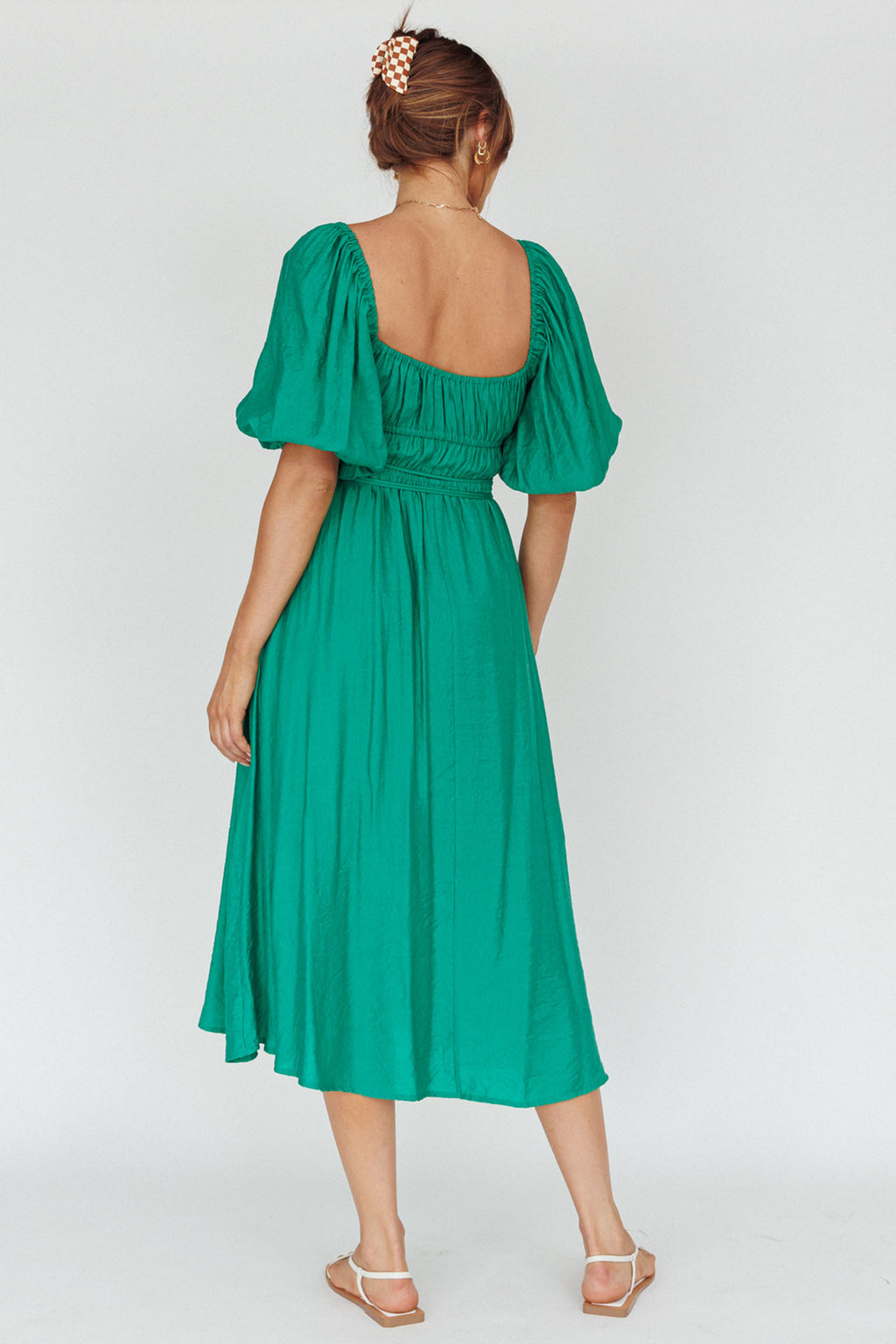 Lille Puff Sleeve Midi Dress Green by Selfie Leslie Australia