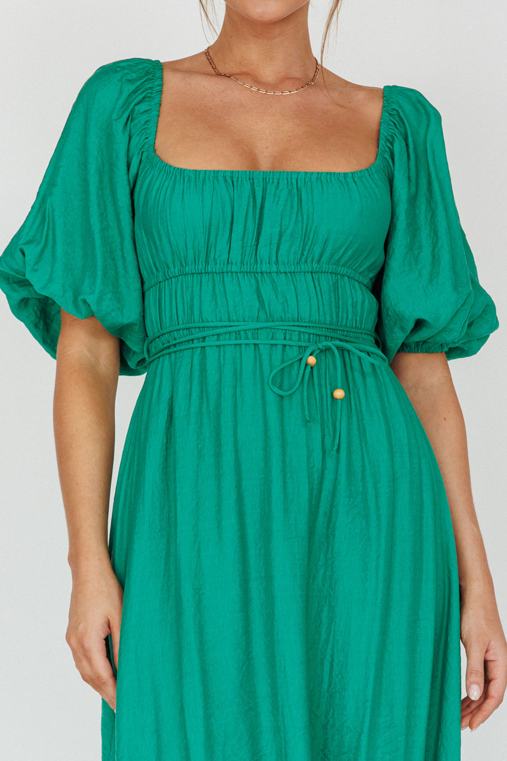 Lille Puff Sleeve Midi Dress Green by Selfie Leslie Australia