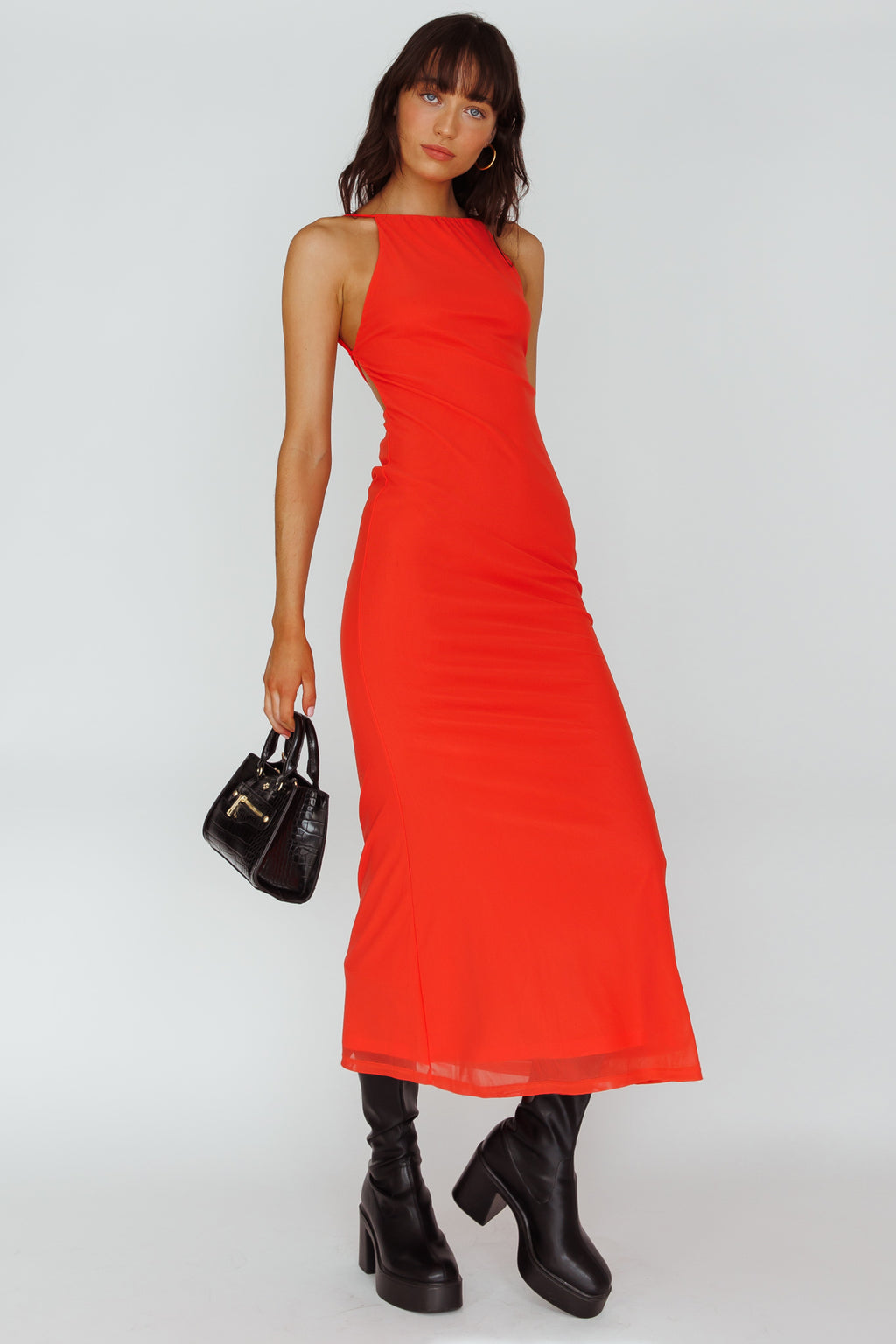 Genova Strappy Back Maxi Dress Coral by Selfie Leslie Australia
