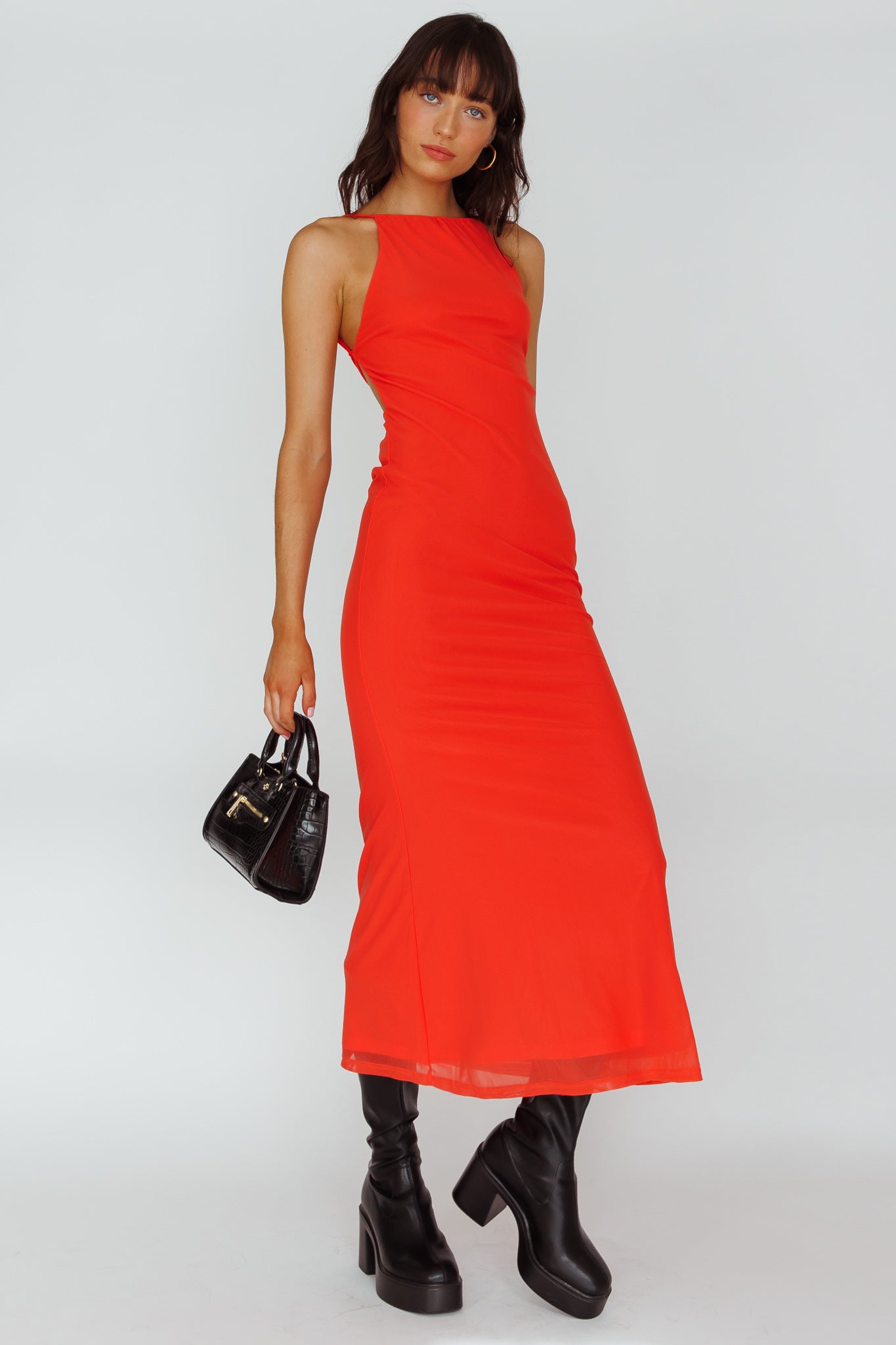 Genova Strappy Back Maxi Dress Coral by Selfie Leslie Australia