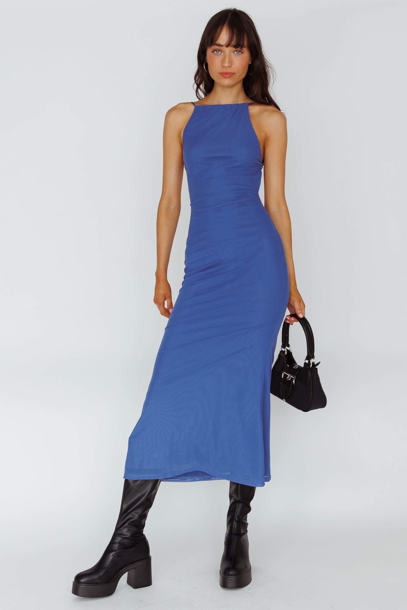 Genova Strappy Back Maxi Dress Midnight Blue by Selfie Leslie Australia