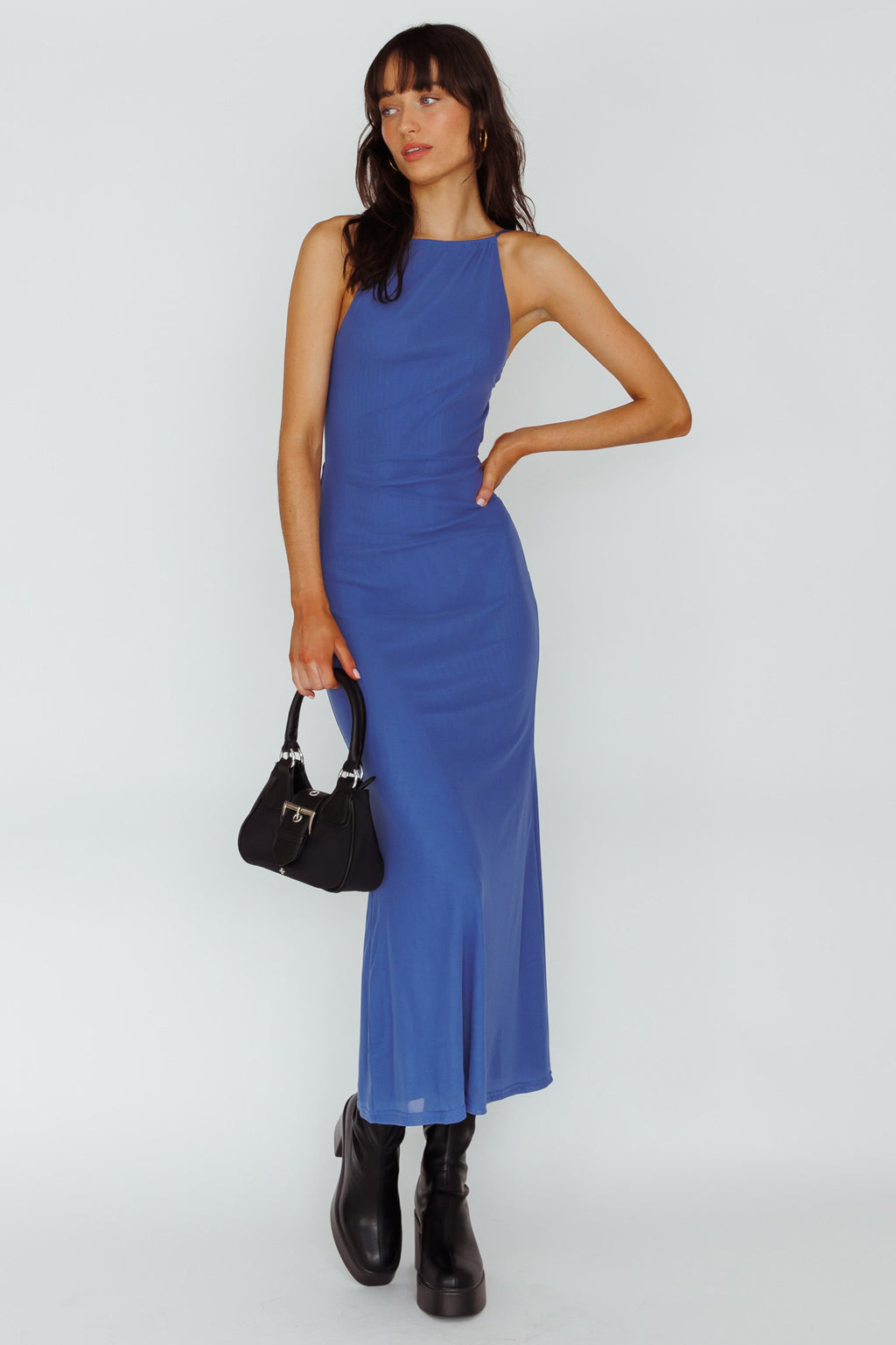 Genova Strappy Back Maxi Dress Midnight Blue by Selfie Leslie Australia