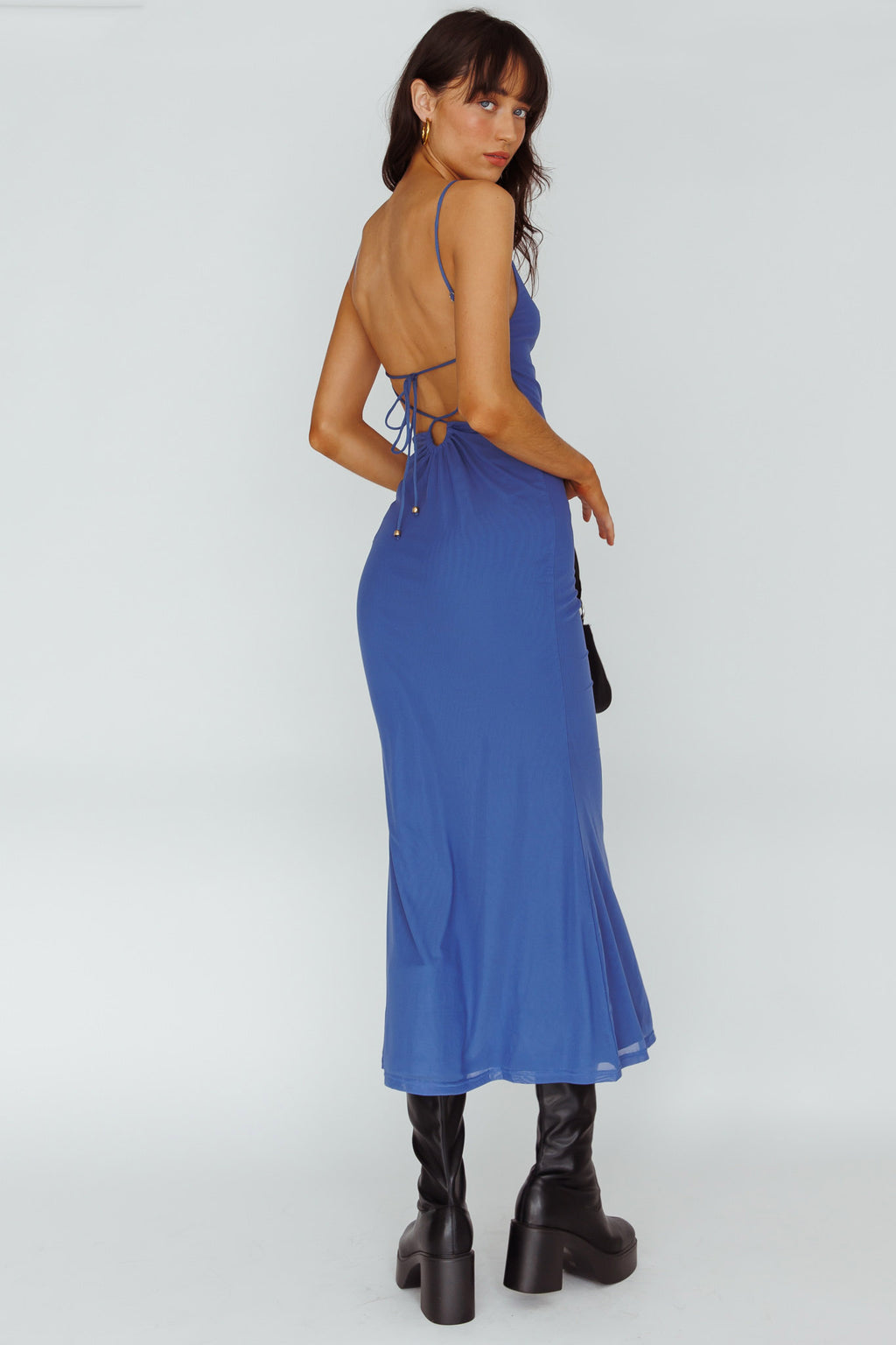 Genova Strappy Back Maxi Dress Midnight Blue by Selfie Leslie Australia