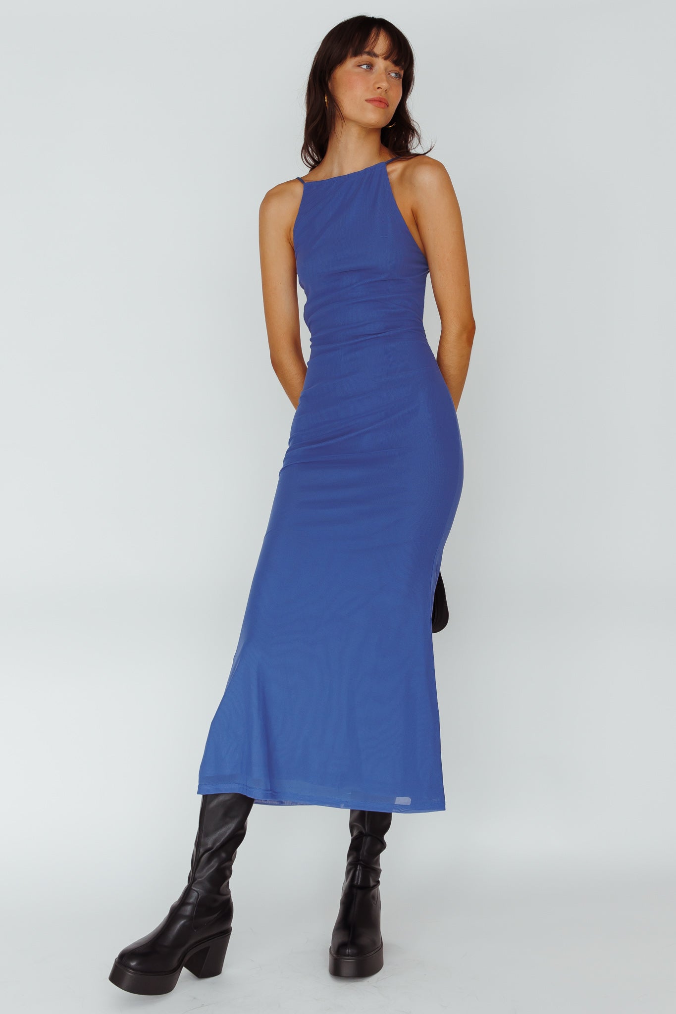 Genova Strappy Back Maxi Dress Midnight Blue by Selfie Leslie Australia