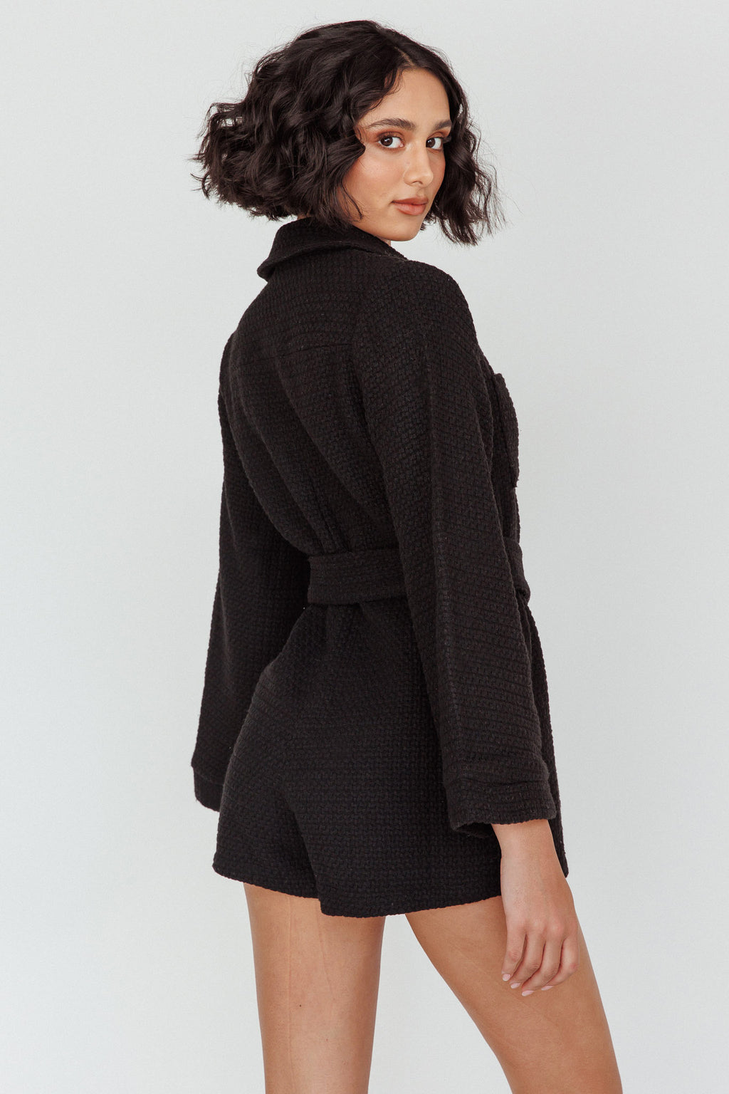Cy Long Sleeve Knit Romper Black by Selfie Leslie Australia