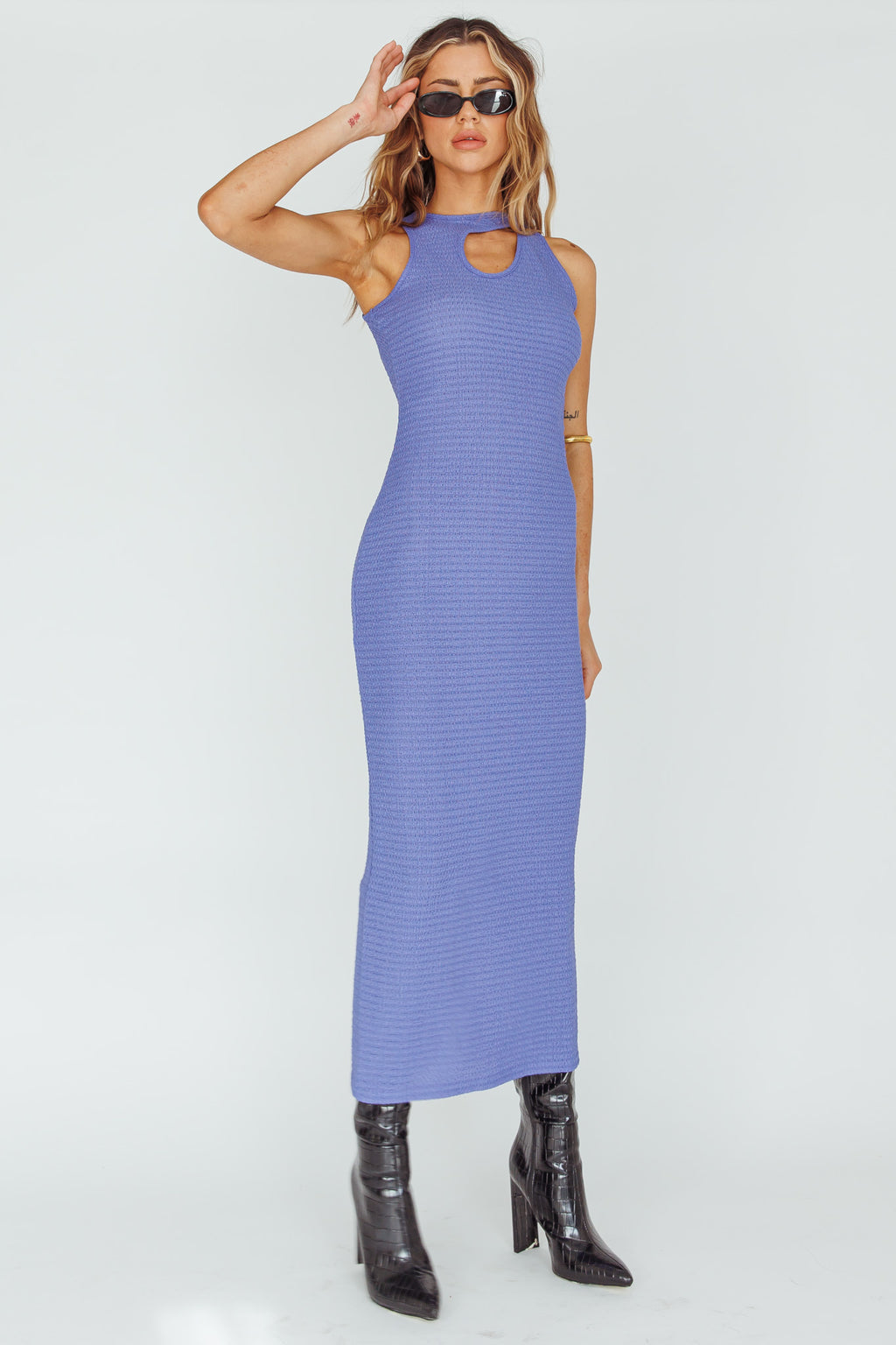 Playa Hermosa Keyhole Midi Dress Blue Violet by Selfie Leslie Australia