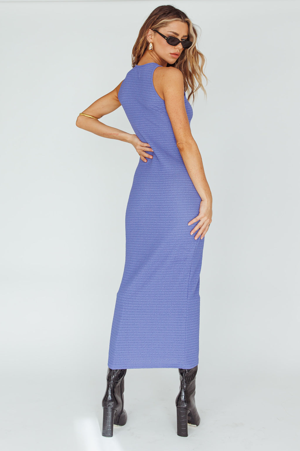 Playa Hermosa Keyhole Midi Dress Blue Violet by Selfie Leslie Australia