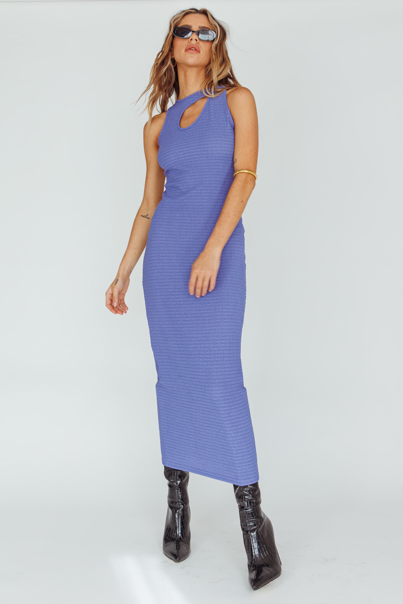 Playa Hermosa Keyhole Midi Dress Blue Violet by Selfie Leslie Australia