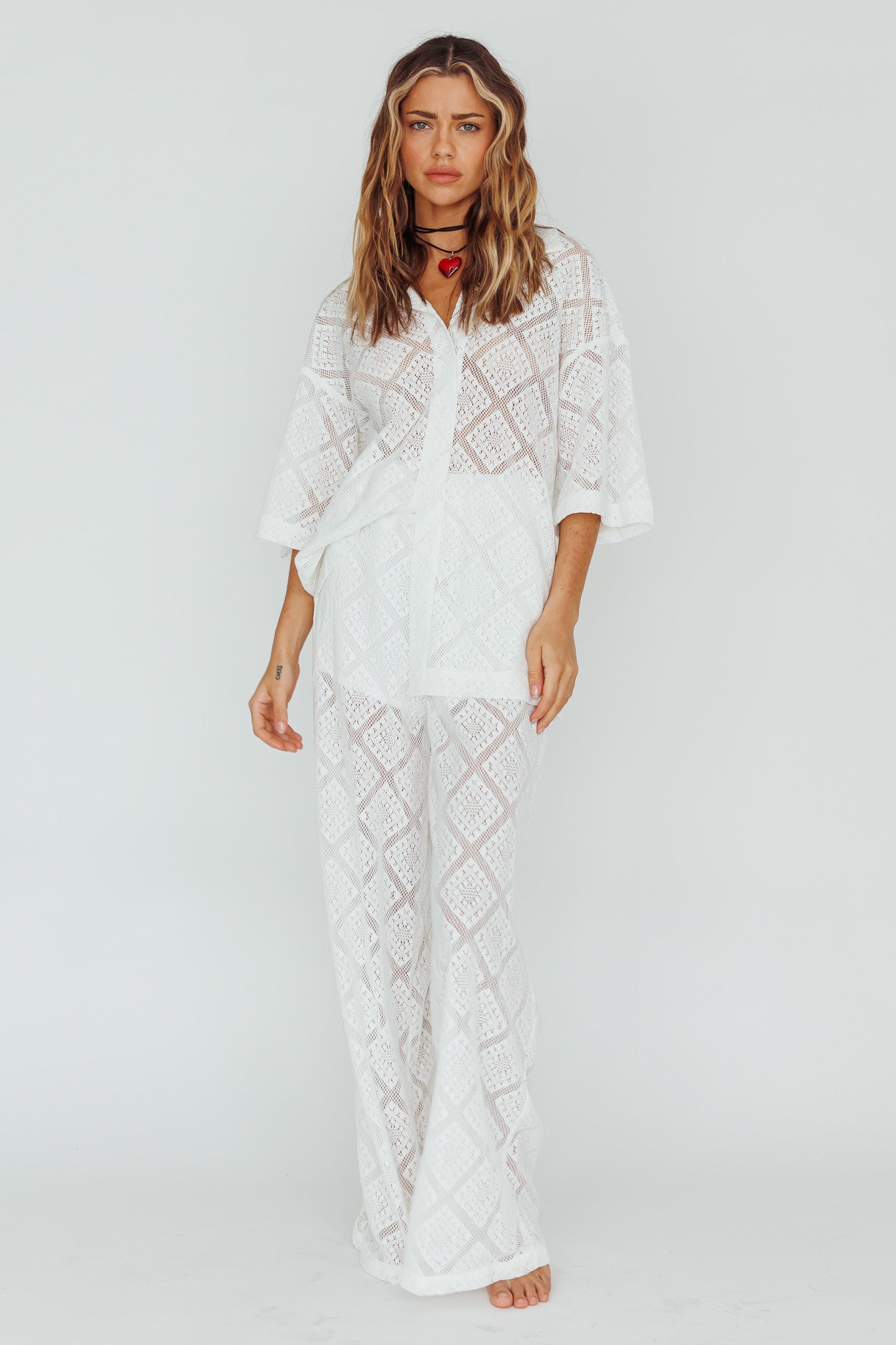 Abraya Lace Overlay Pants White by Selfie Leslie Australia