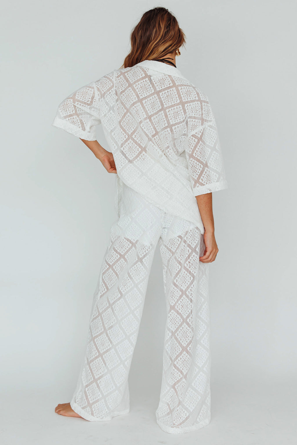 Abraya Lace Overlay Pants White by Selfie Leslie Australia