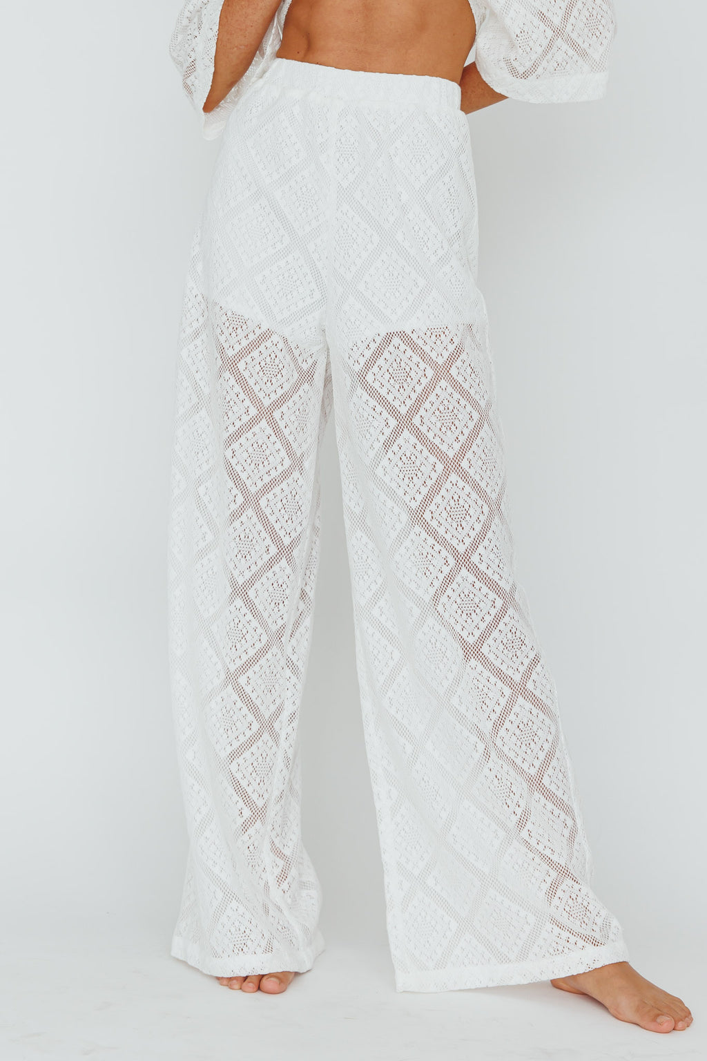 Abraya Lace Overlay Pants White by Selfie Leslie Australia