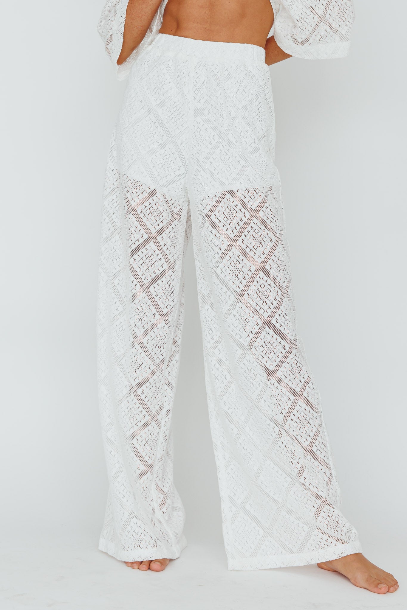 Abraya Lace Overlay Pants White by Selfie Leslie Australia