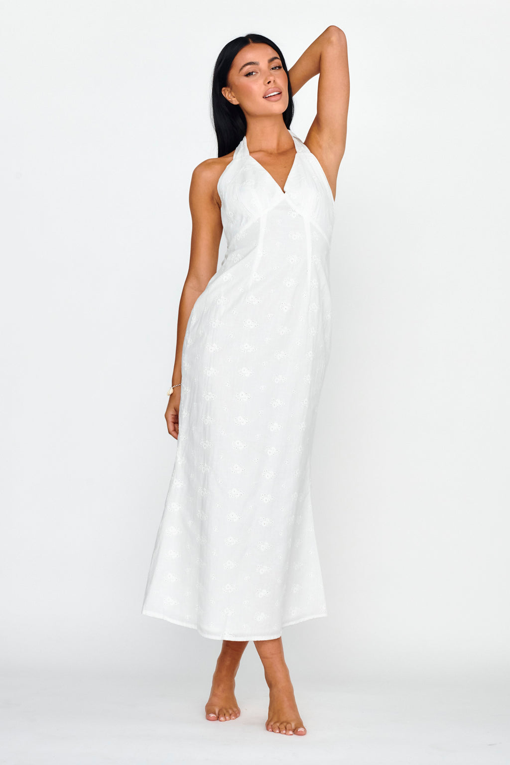 Lavara Halterneck Midi Dress White by Selfie Leslie Australia