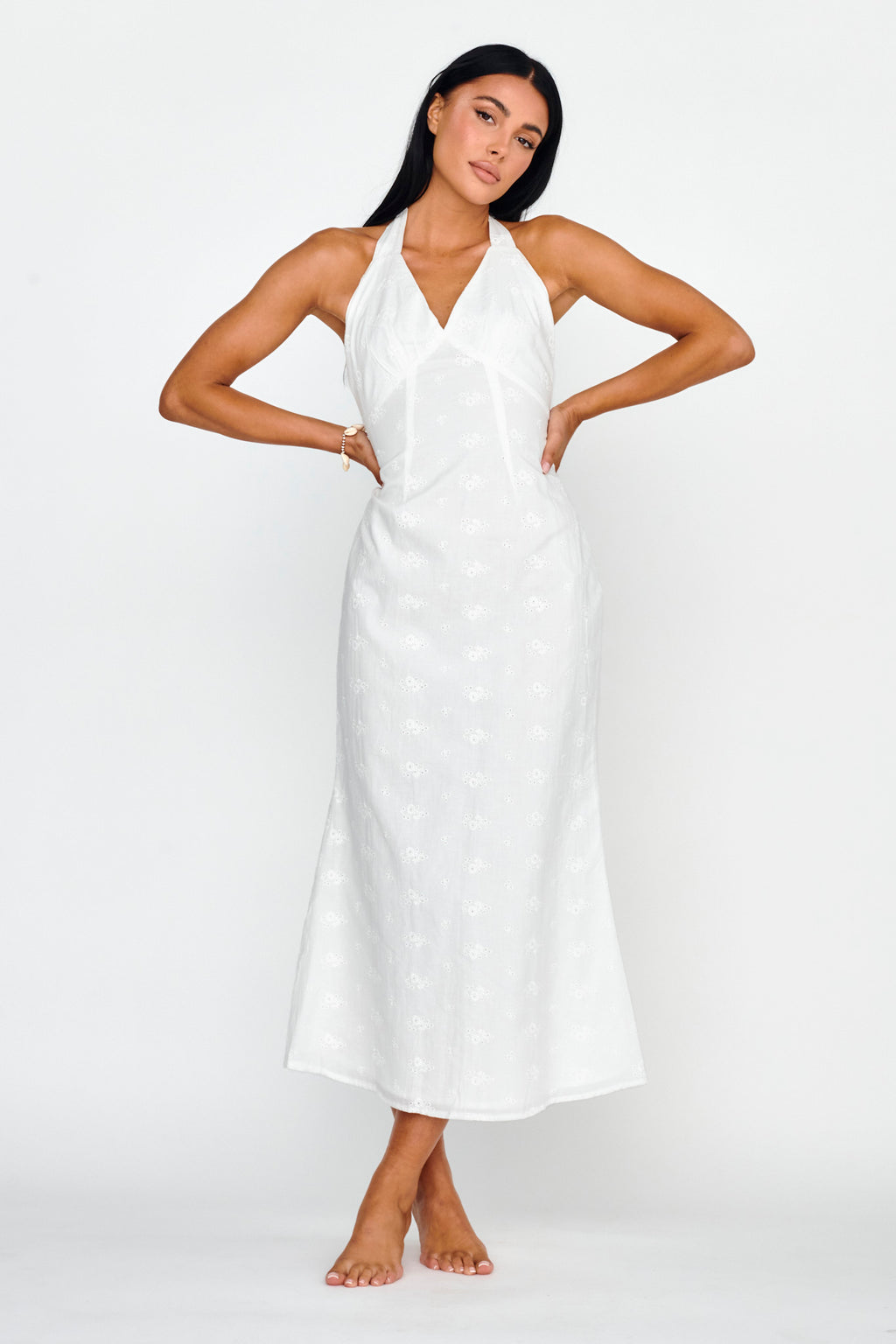 Lavara Halterneck Midi Dress White by Selfie Leslie Australia