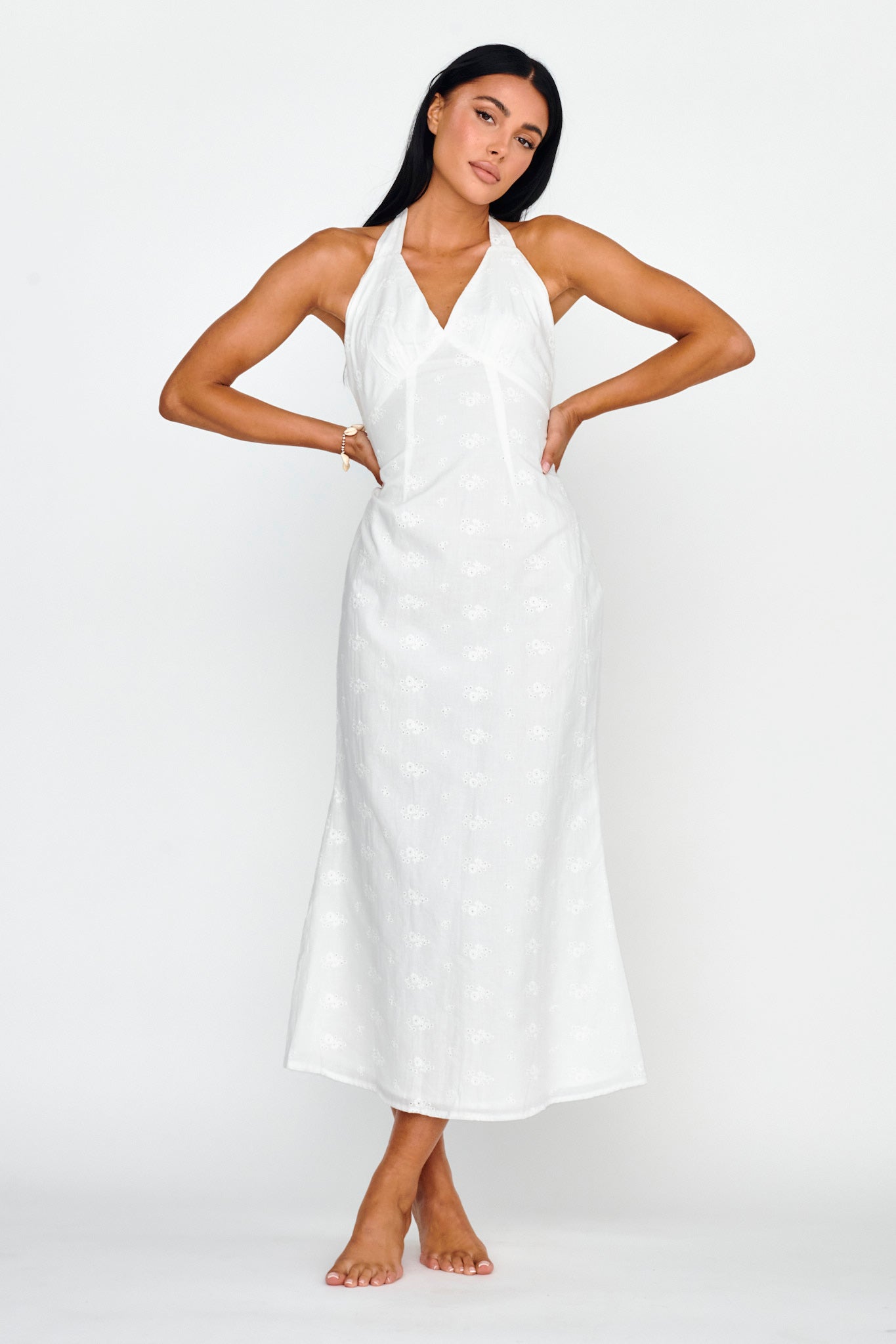Lavara Halterneck Midi Dress White by Selfie Leslie Australia