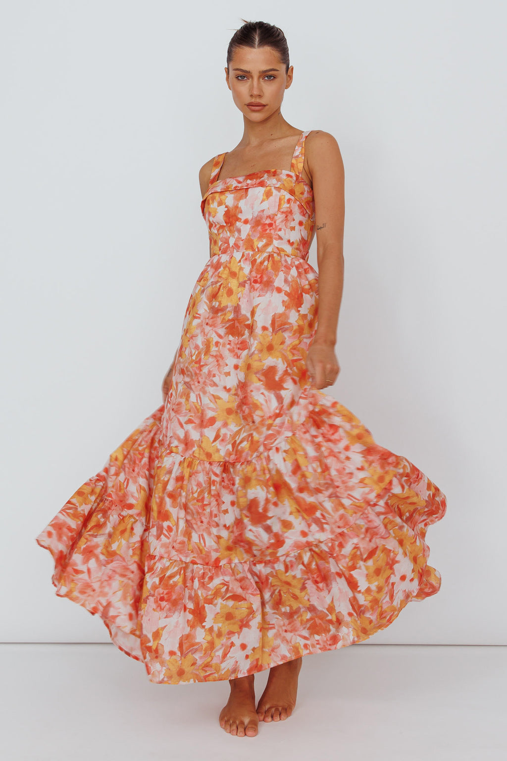 Lisseth Foldover Neckline Midi Dress Floral Red by Selfie Leslie Australia