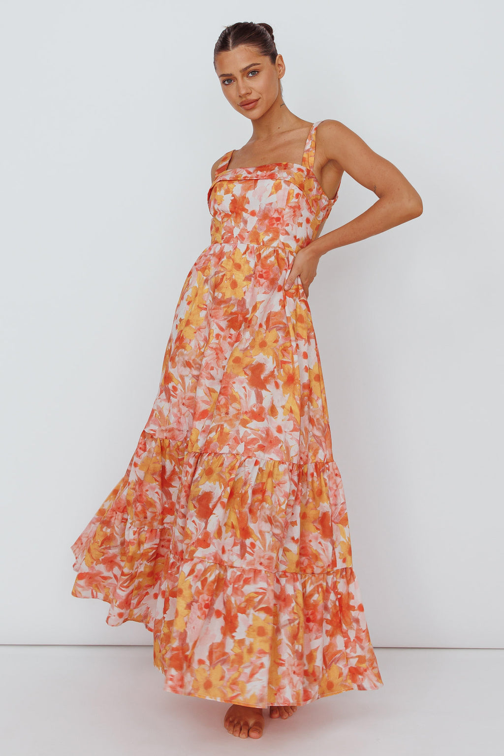 Lisseth Foldover Neckline Midi Dress Floral Red by Selfie Leslie Australia