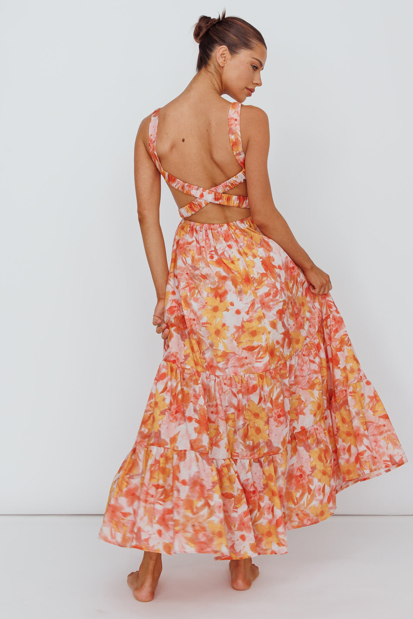 Lisseth Foldover Neckline Midi Dress Floral Red by Selfie Leslie Australia