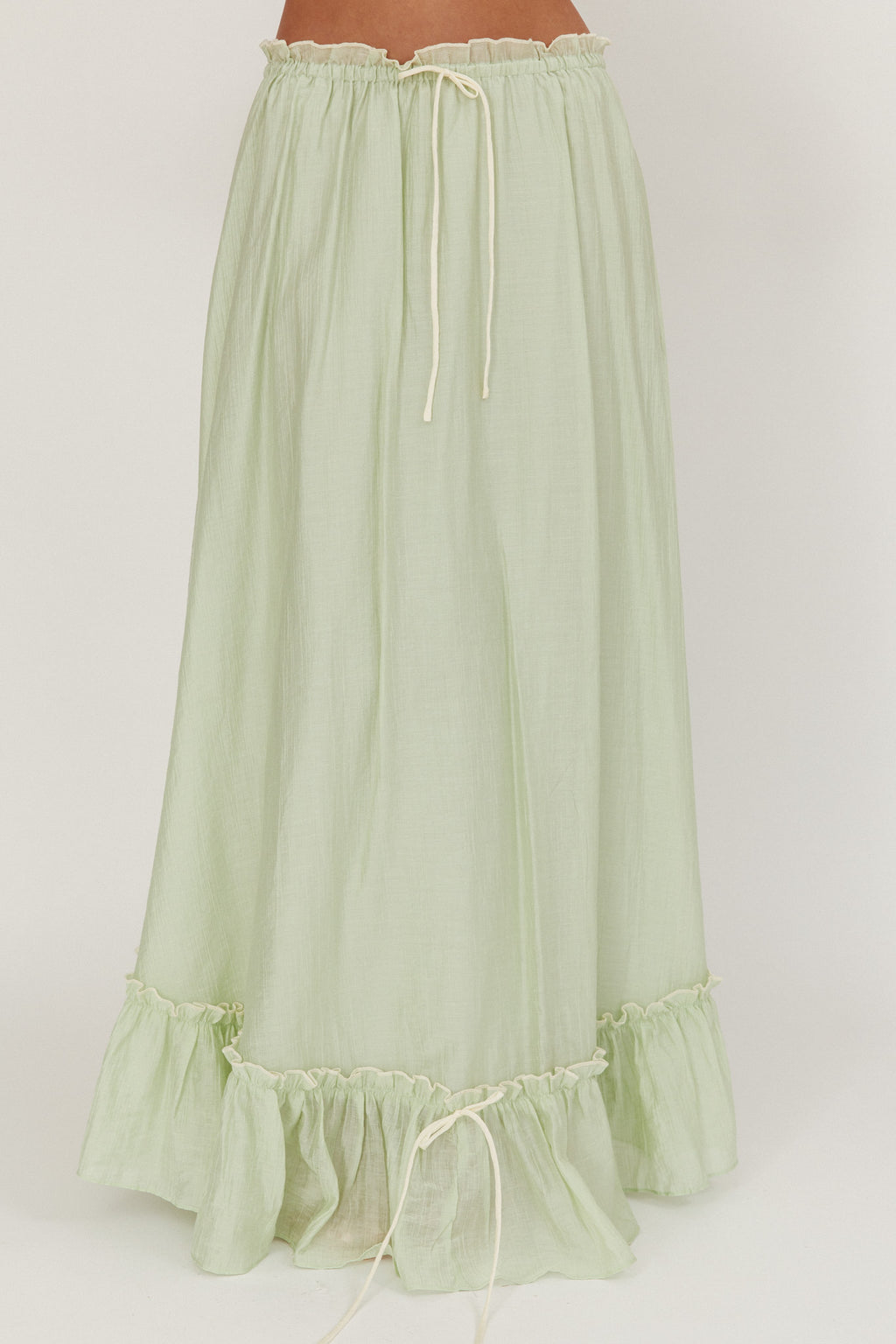 Maidens Tie Detail Overlock Maxi Skirt Sage by Selfie Leslie Australia