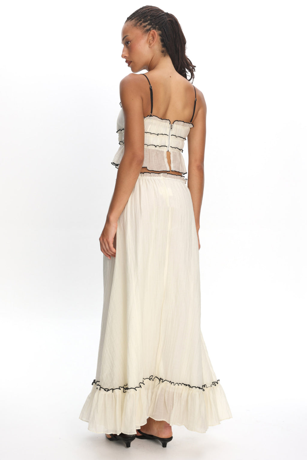Maidens Tie Detail Overlock Maxi Skirt Cream by Selfie Leslie Australia