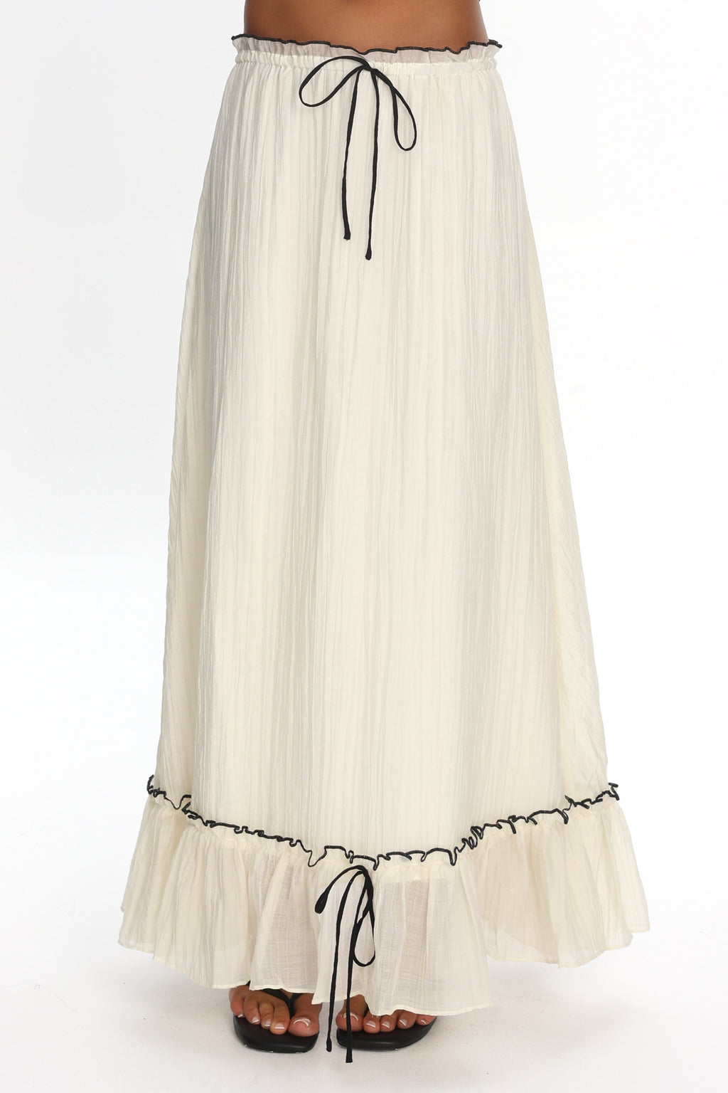 Maidens Tie Detail Overlock Maxi Skirt Cream by Selfie Leslie Australia