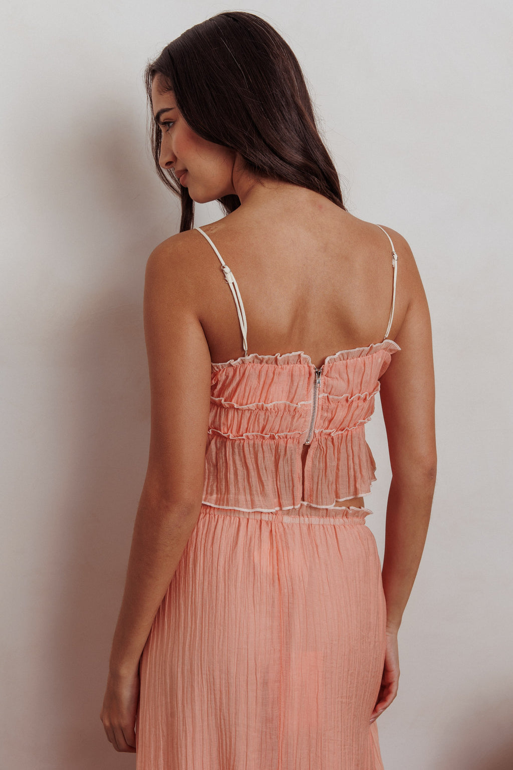 Maidens Tie Detail Overlock Top Apricot by Selfie Leslie Australia
