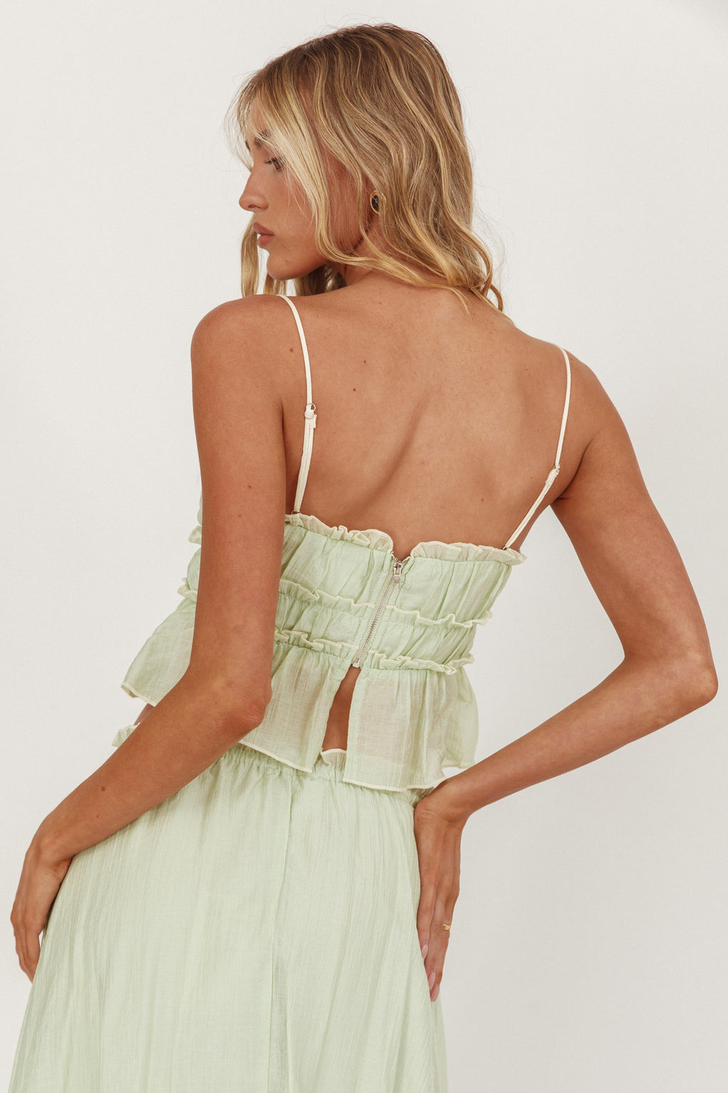 Maidens Tie Detail Overlock Top Sage by Selfie Leslie Australia
