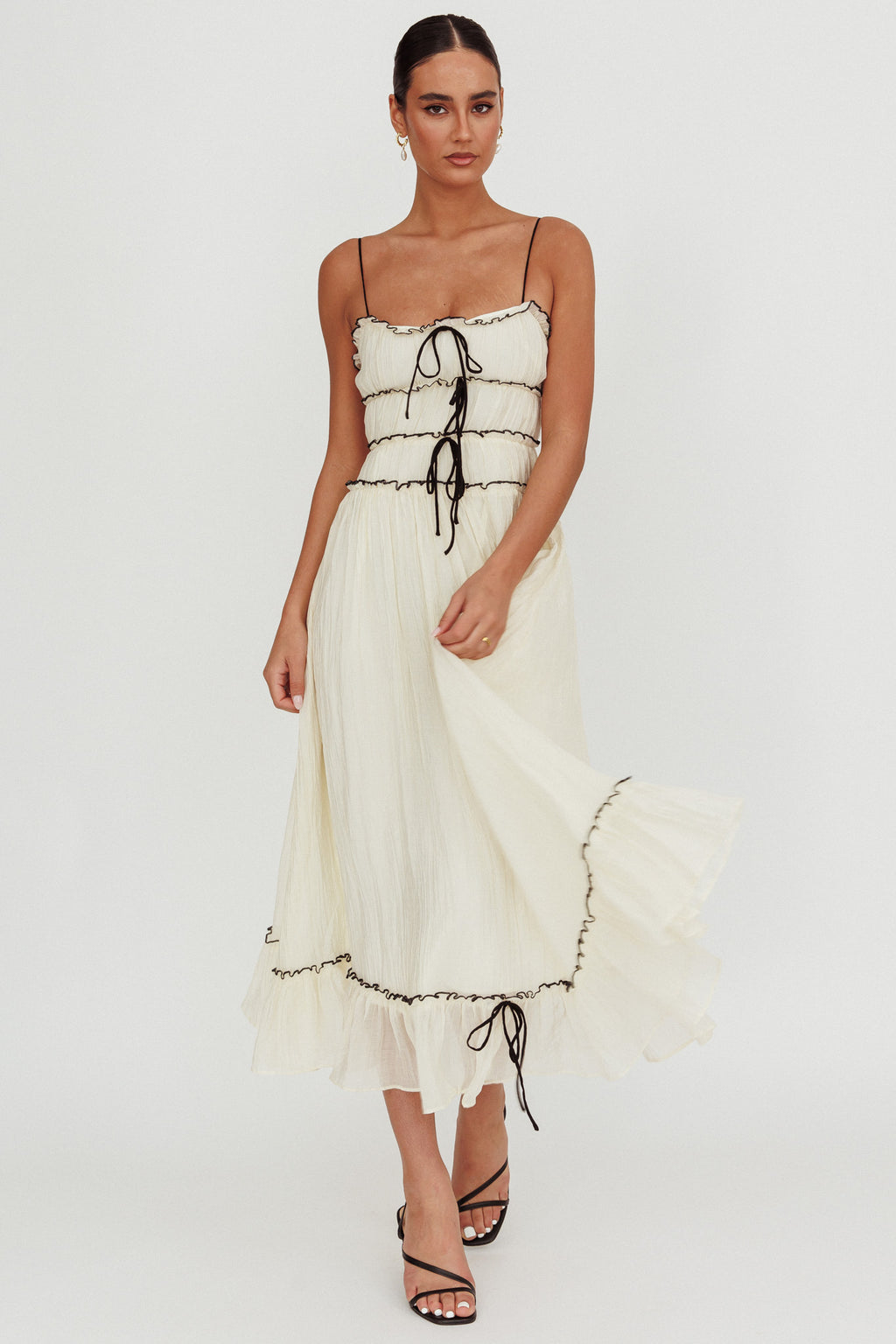 Maidens Tie Accent Maxi Dress Cream by Selfie Leslie Australia
