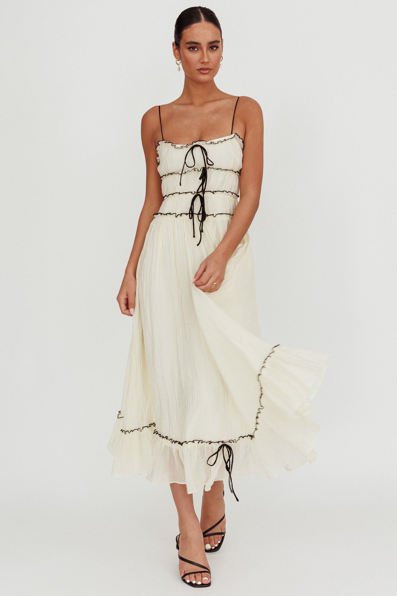 Maidens Tie Accent Maxi Dress Cream by Selfie Leslie Australia