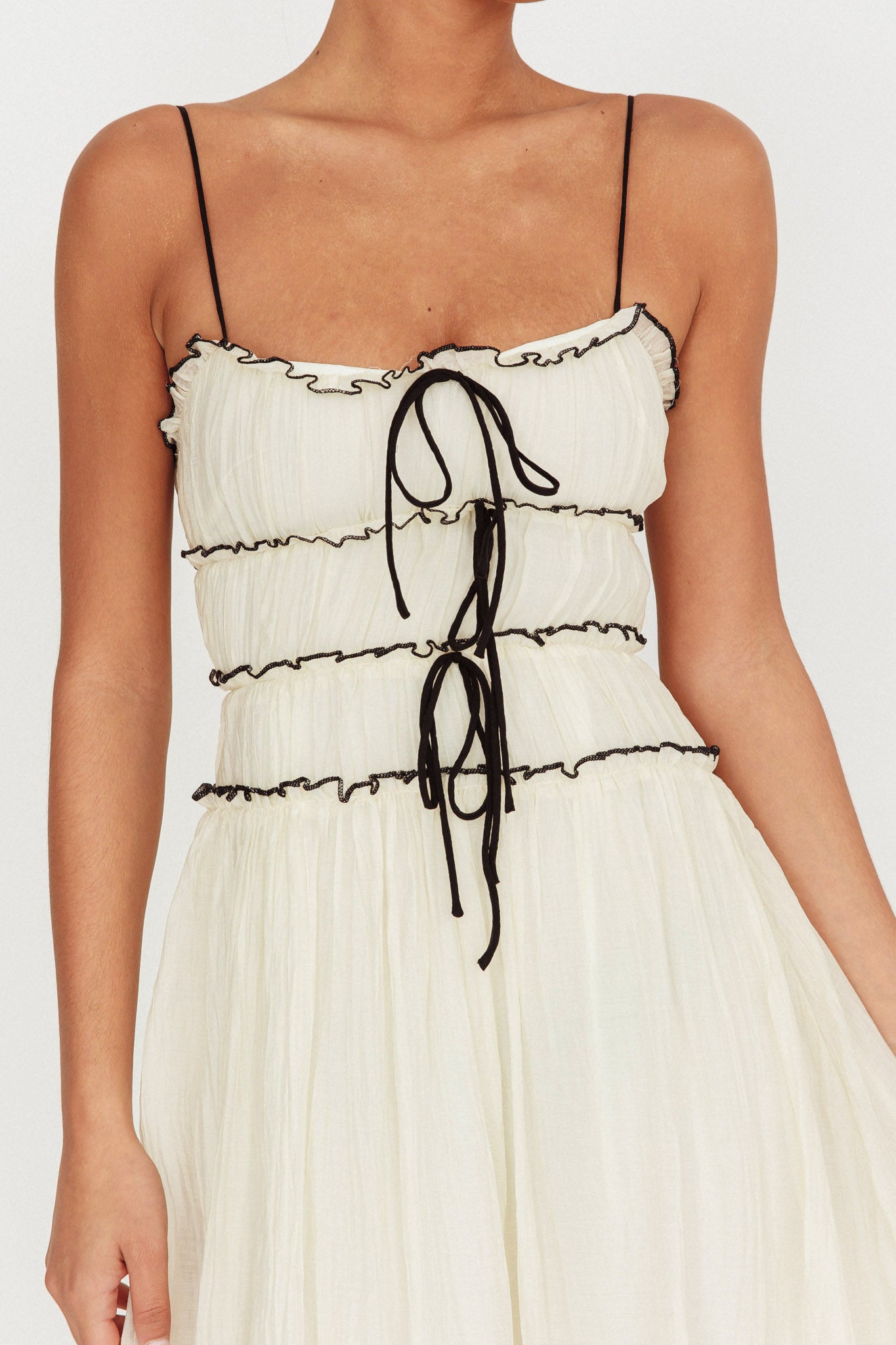 Maidens Tie Accent Maxi Dress Cream by Selfie Leslie Australia