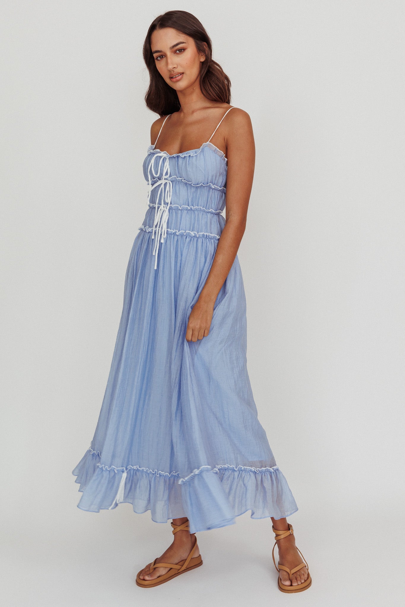 Maidens Tie Accent Maxi Dress Cloud Blue by Selfie Leslie Australia