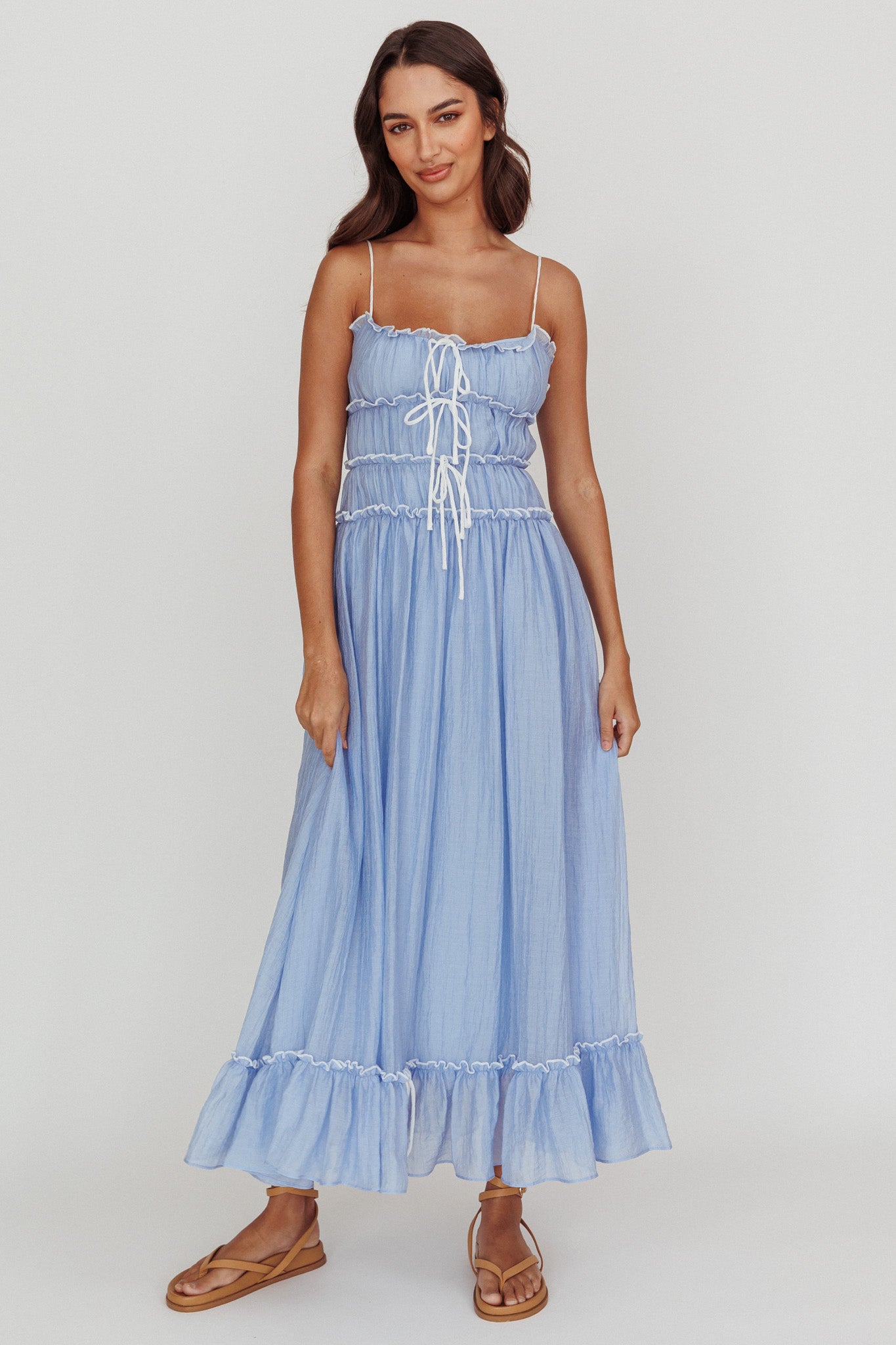 Maidens Tie Accent Maxi Dress Cloud Blue by Selfie Leslie Australia