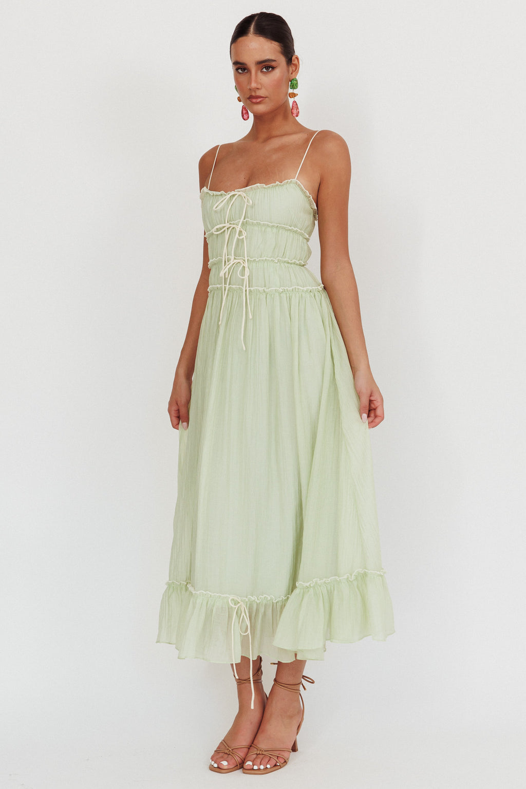 Maidens Tie Accent Maxi Dress Sage by Selfie Leslie Australia
