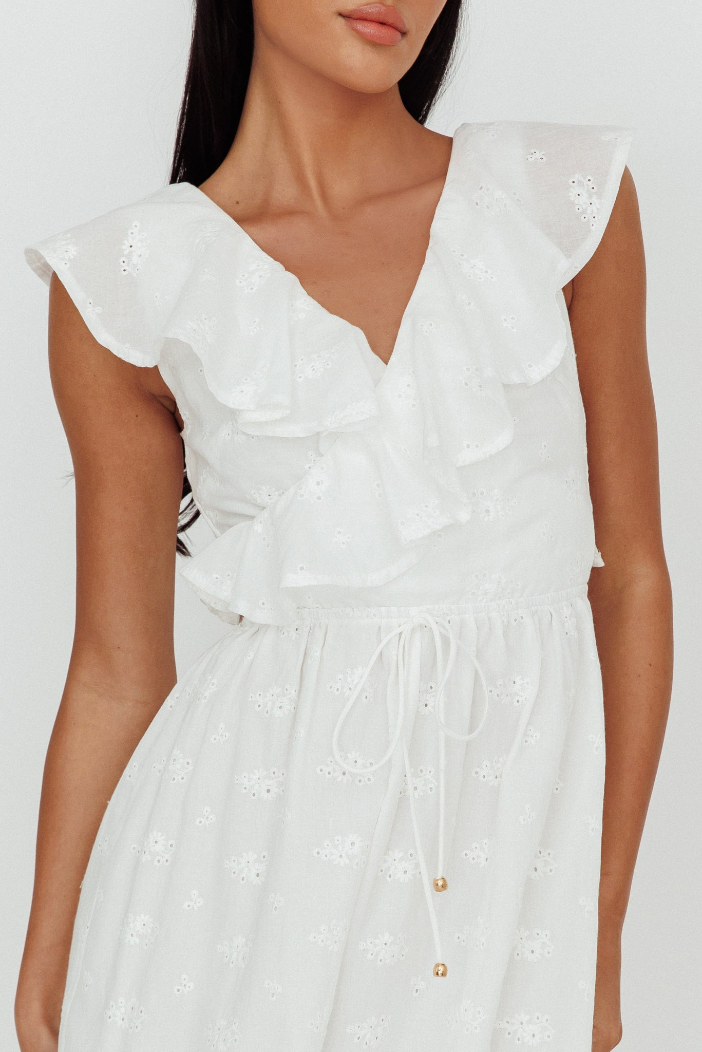 Primrosia Tied Back Maxi Dress Eyelet White by Selfie Leslie Australia