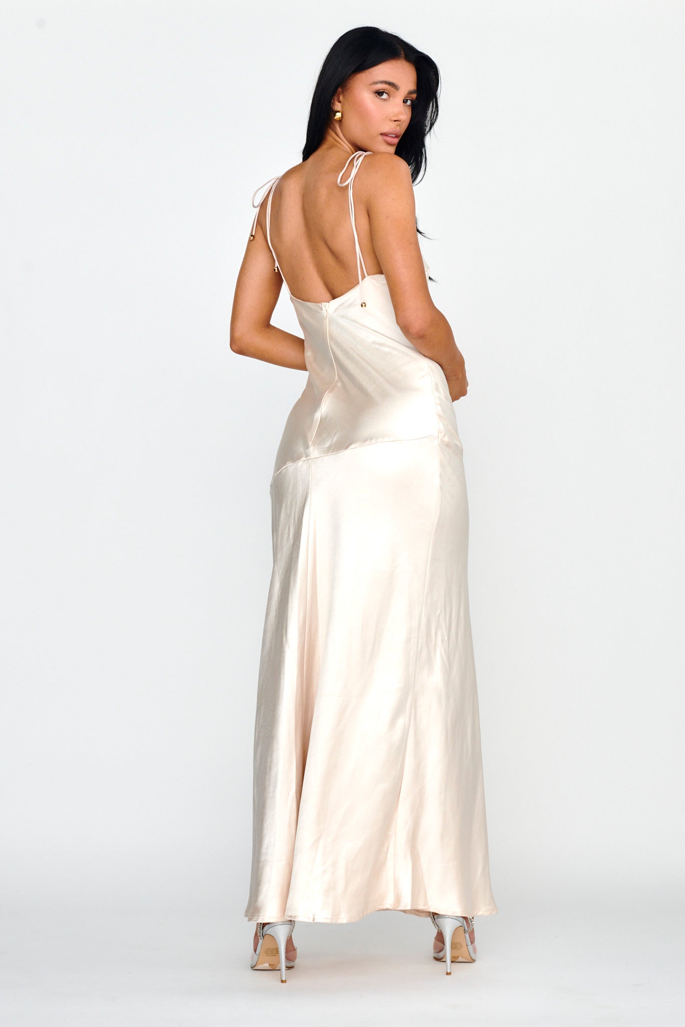 Heart's Desire String-Tie Shoulder Dress Champagne by Selfie Leslie Australia