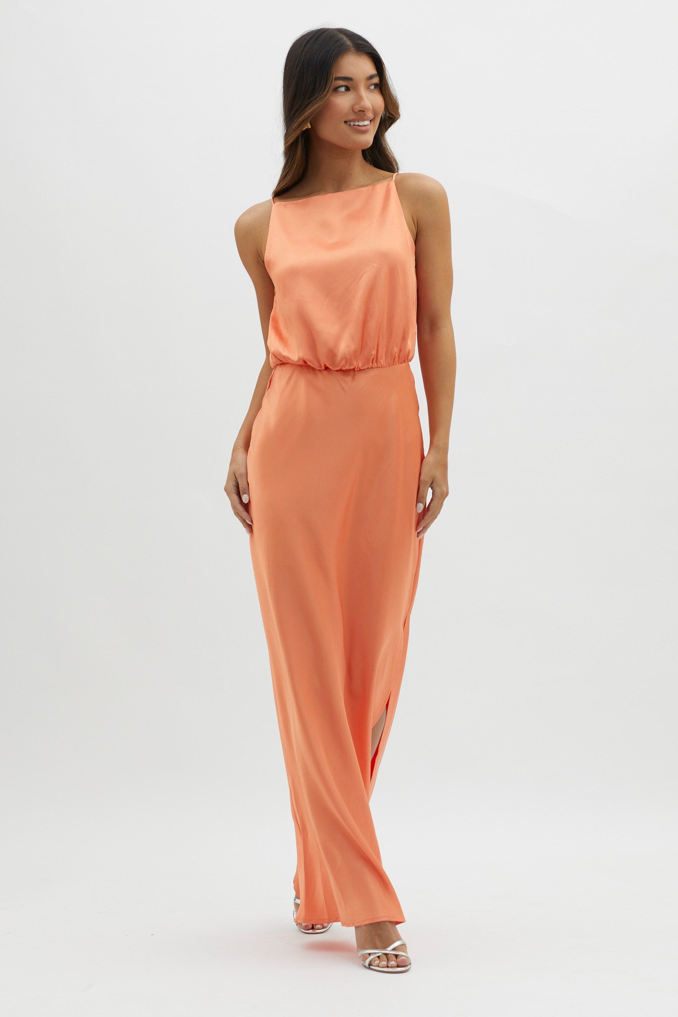 Midnight Hour Side Split Midi Dress Sunset by Selfie Leslie Australia