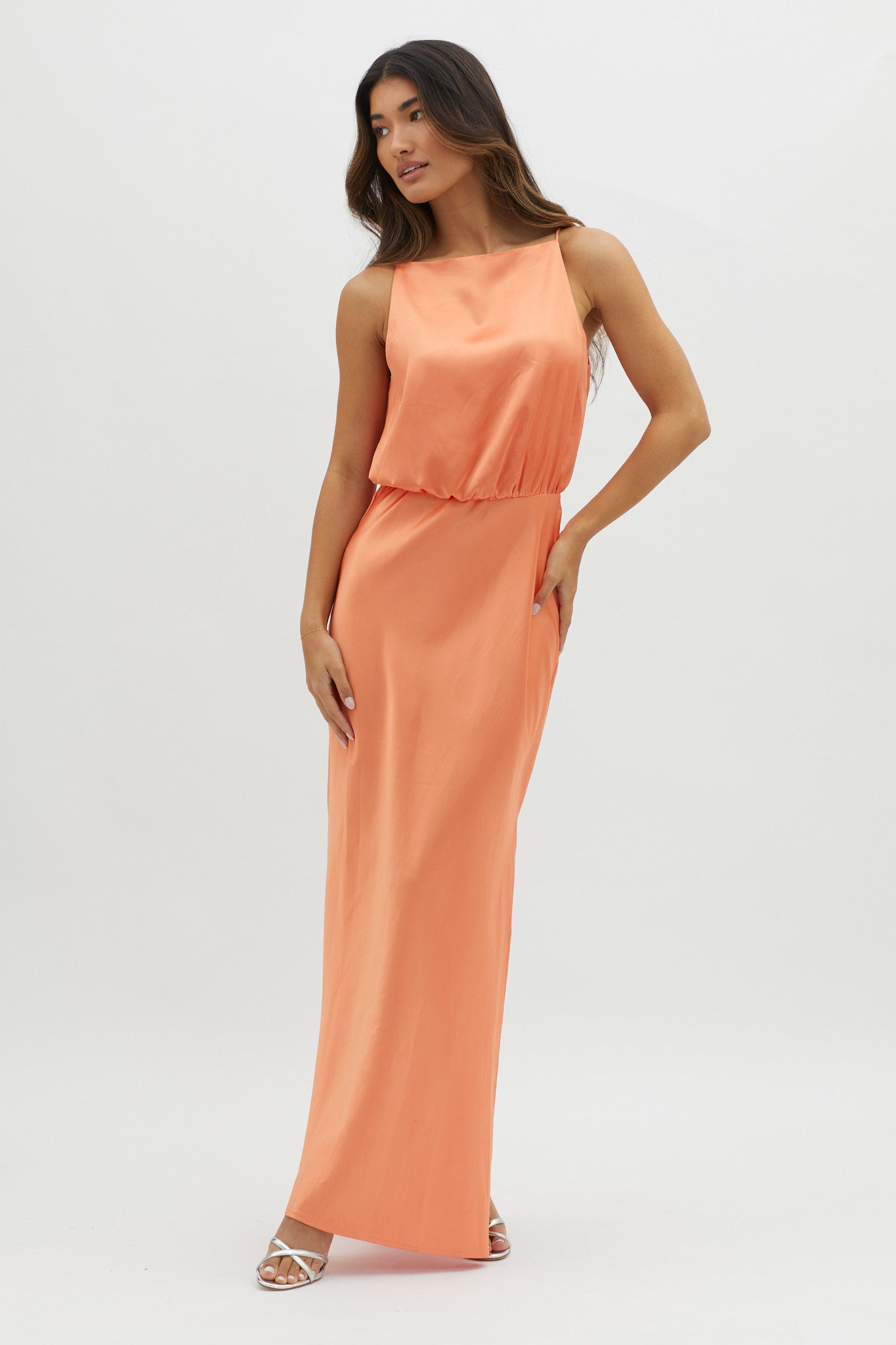 Midnight Hour Side Split Midi Dress Sunset by Selfie Leslie Australia