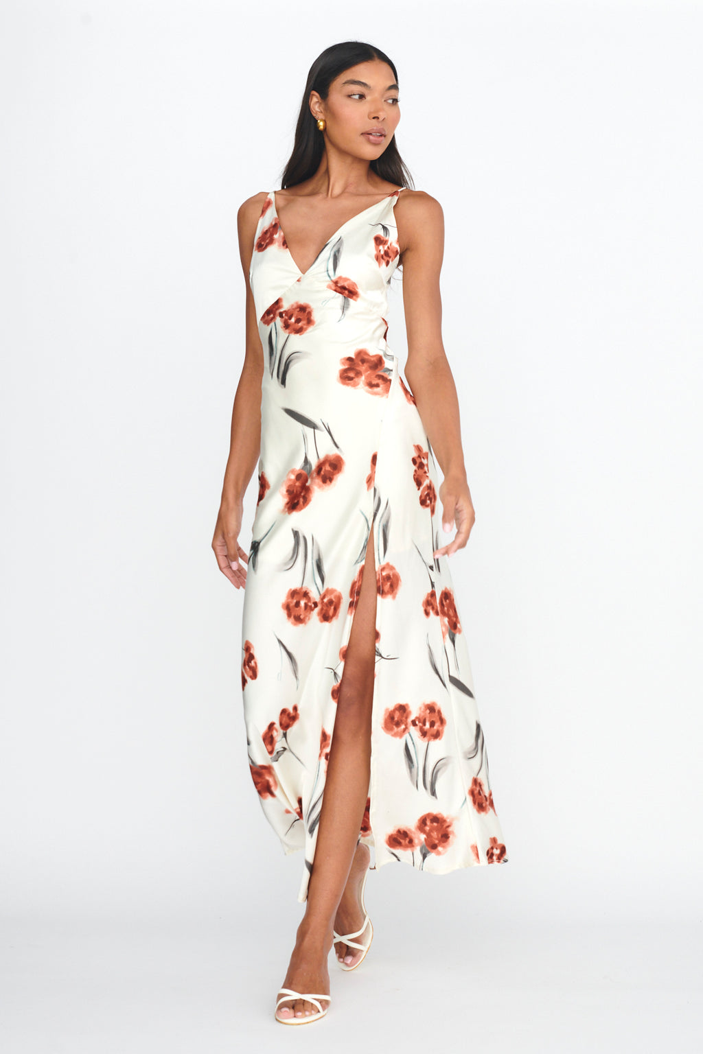 Corinna Tied Waist Split Dress Floral Poppy by Selfie Leslie Australia