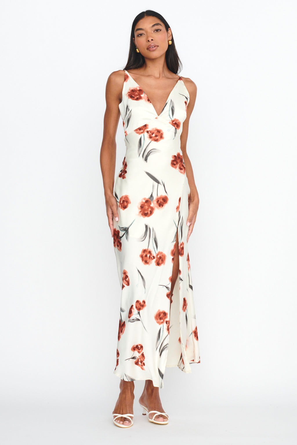 Corinna Tied Waist Split Dress Floral Poppy by Selfie Leslie Australia