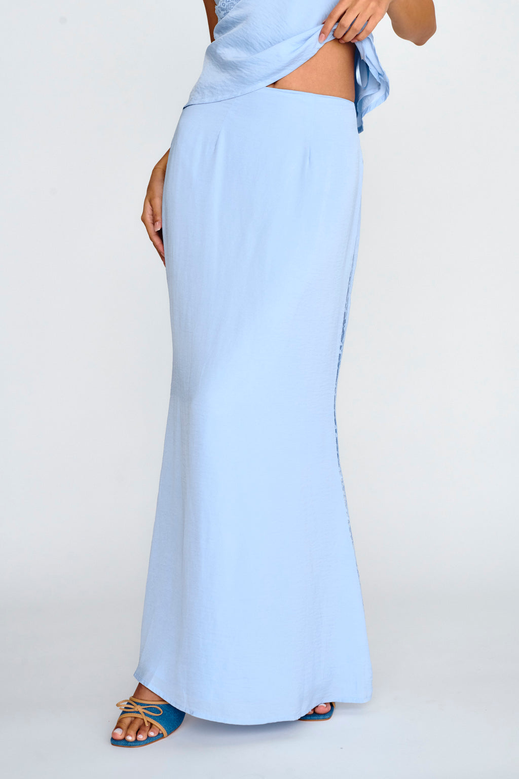 Pammy Lace Trim Maxi Skirt Cloud Blue by Selfie Leslie Australia