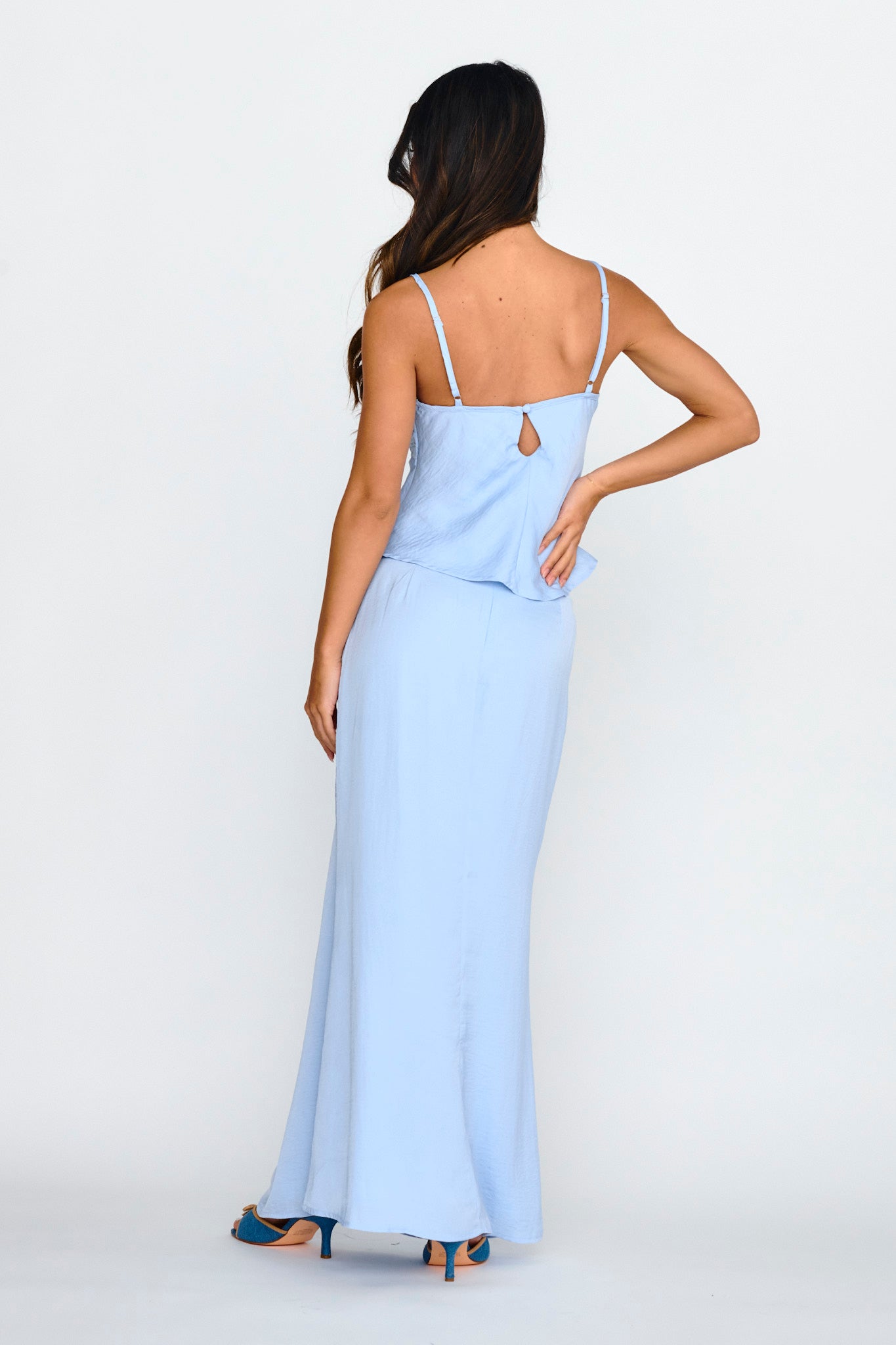 Pammy Lace Trim Maxi Skirt Cloud Blue by Selfie Leslie Australia