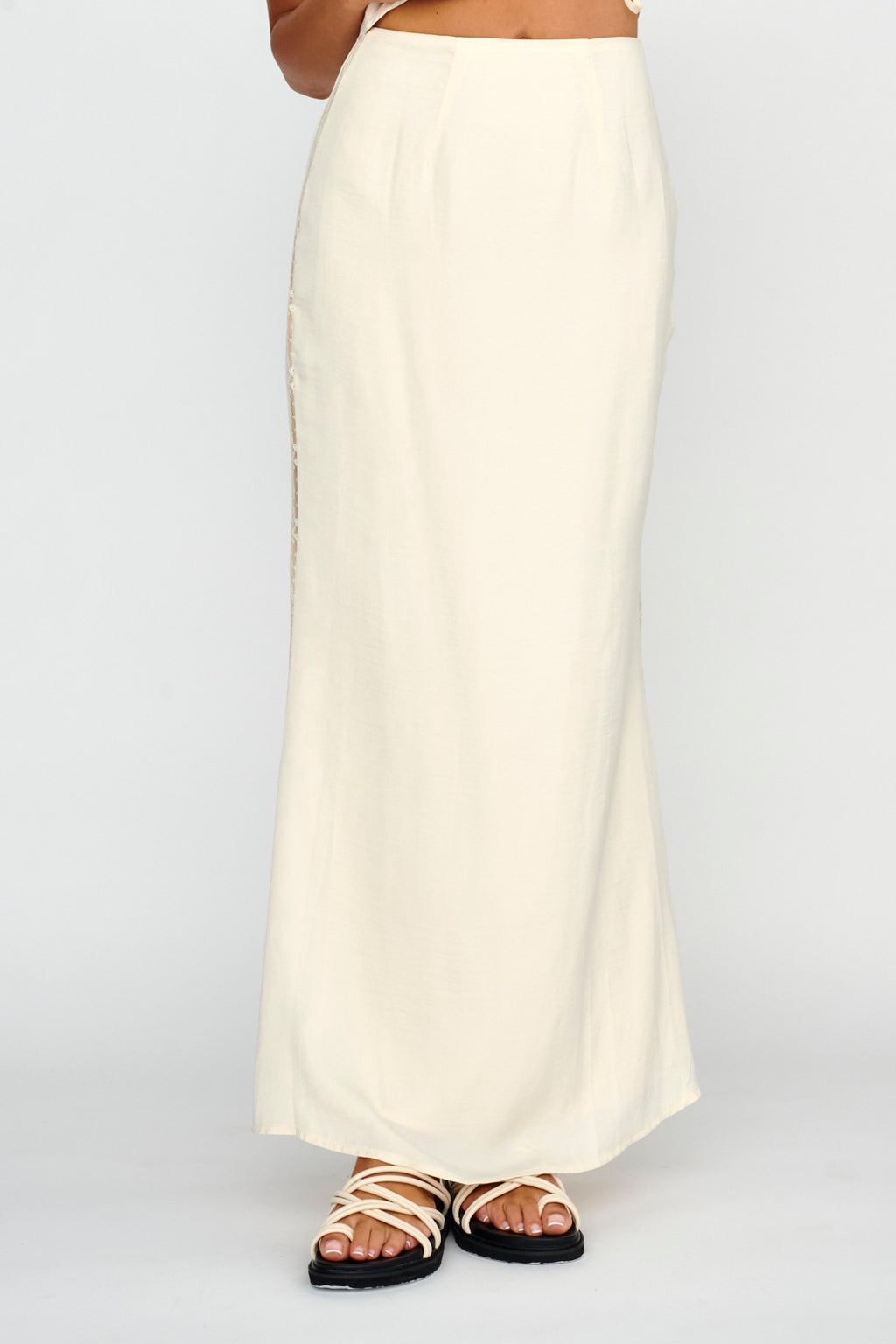 Pammy Lace Trim Maxi Skirt Oyster by Selfie Leslie Australia