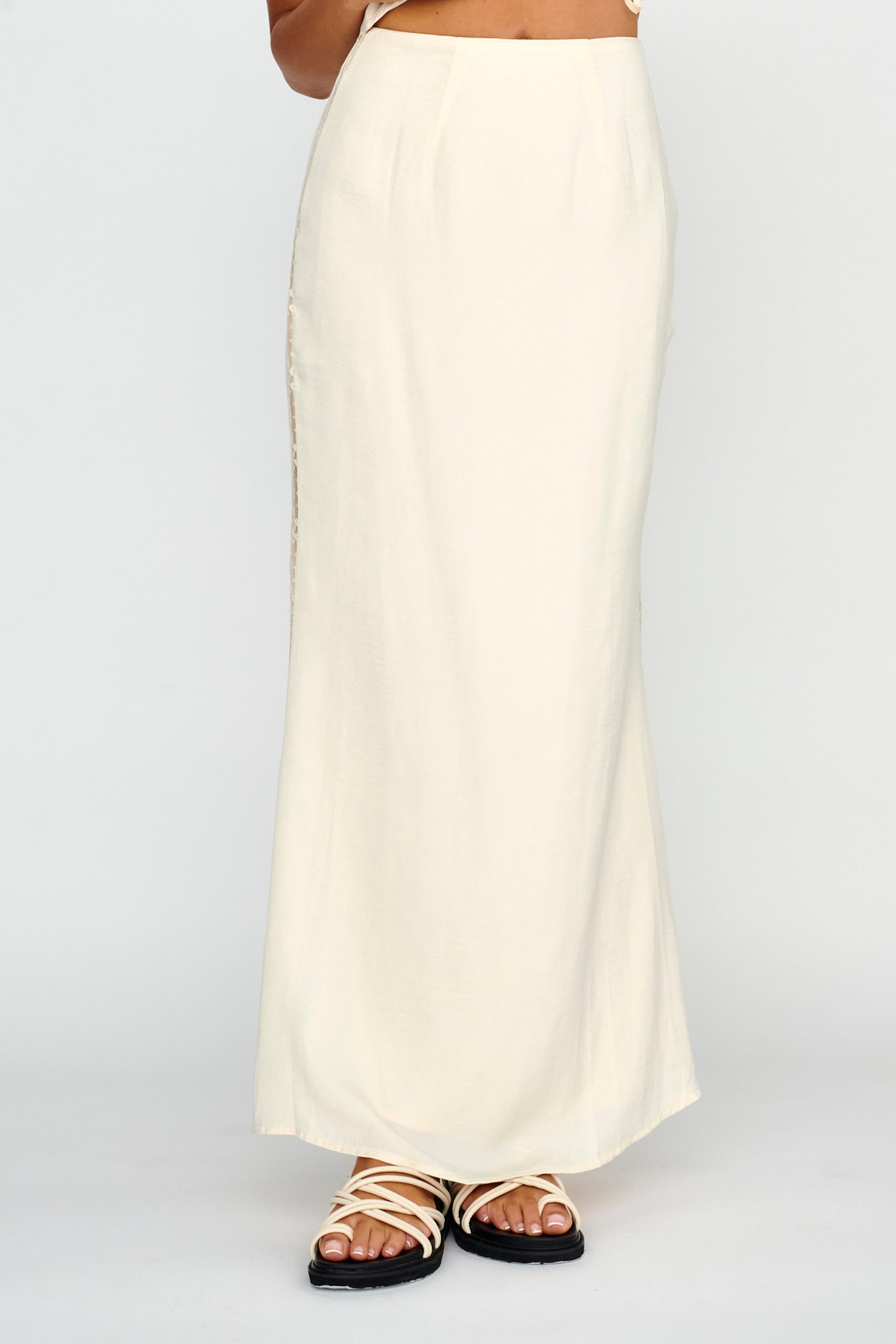 Pammy Lace Trim Maxi Skirt Oyster by Selfie Leslie Australia