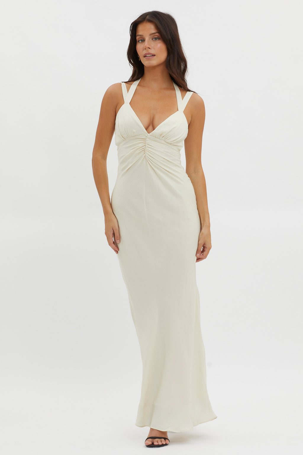 Stellar Twist Bodice Multi-Strap Dress Oyster by Selfie Leslie Australia