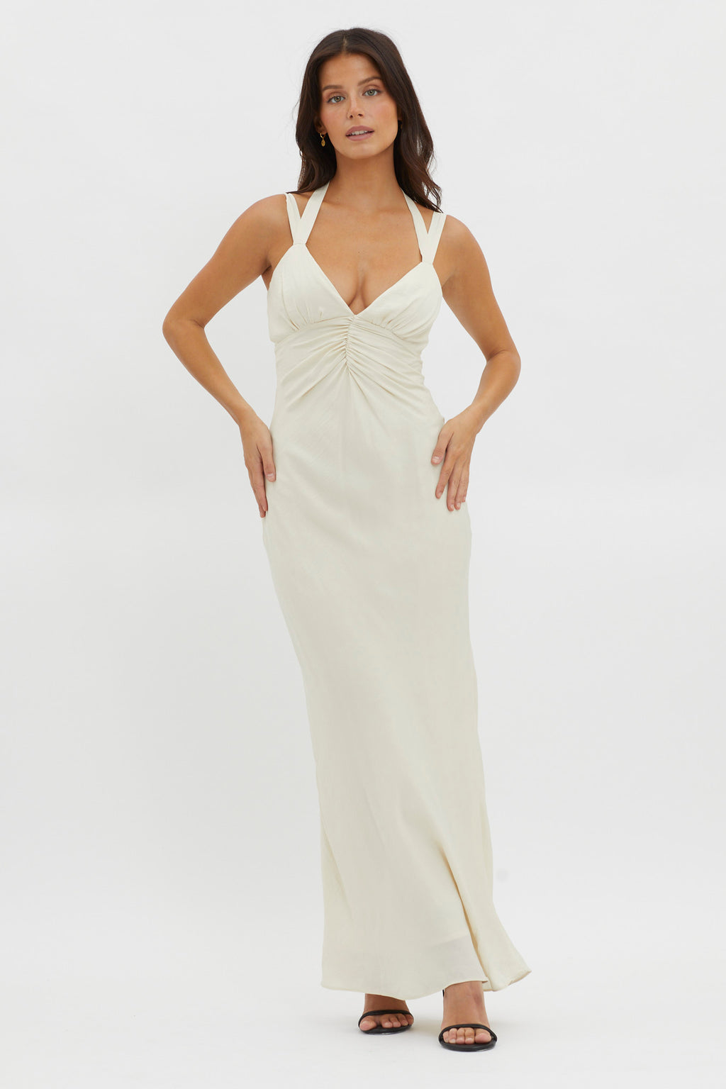 Stellar Twist Bodice Multi-Strap Dress Oyster by Selfie Leslie Australia