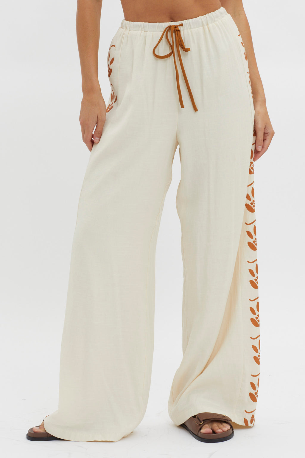 Maghan Side Print Long Pants Beige by Selfie Leslie Australia