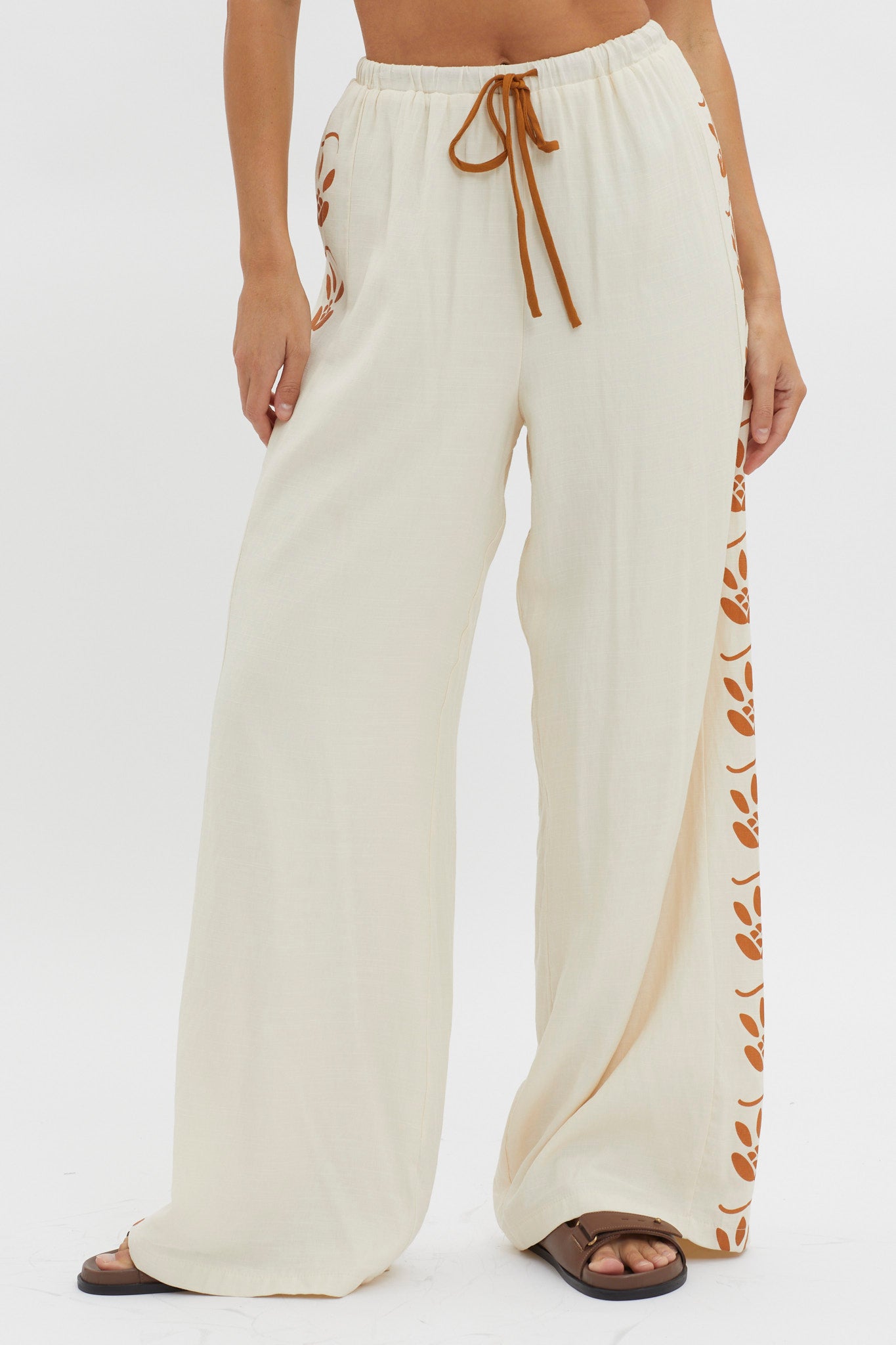 Maghan Side Print Long Pants Beige by Selfie Leslie Australia