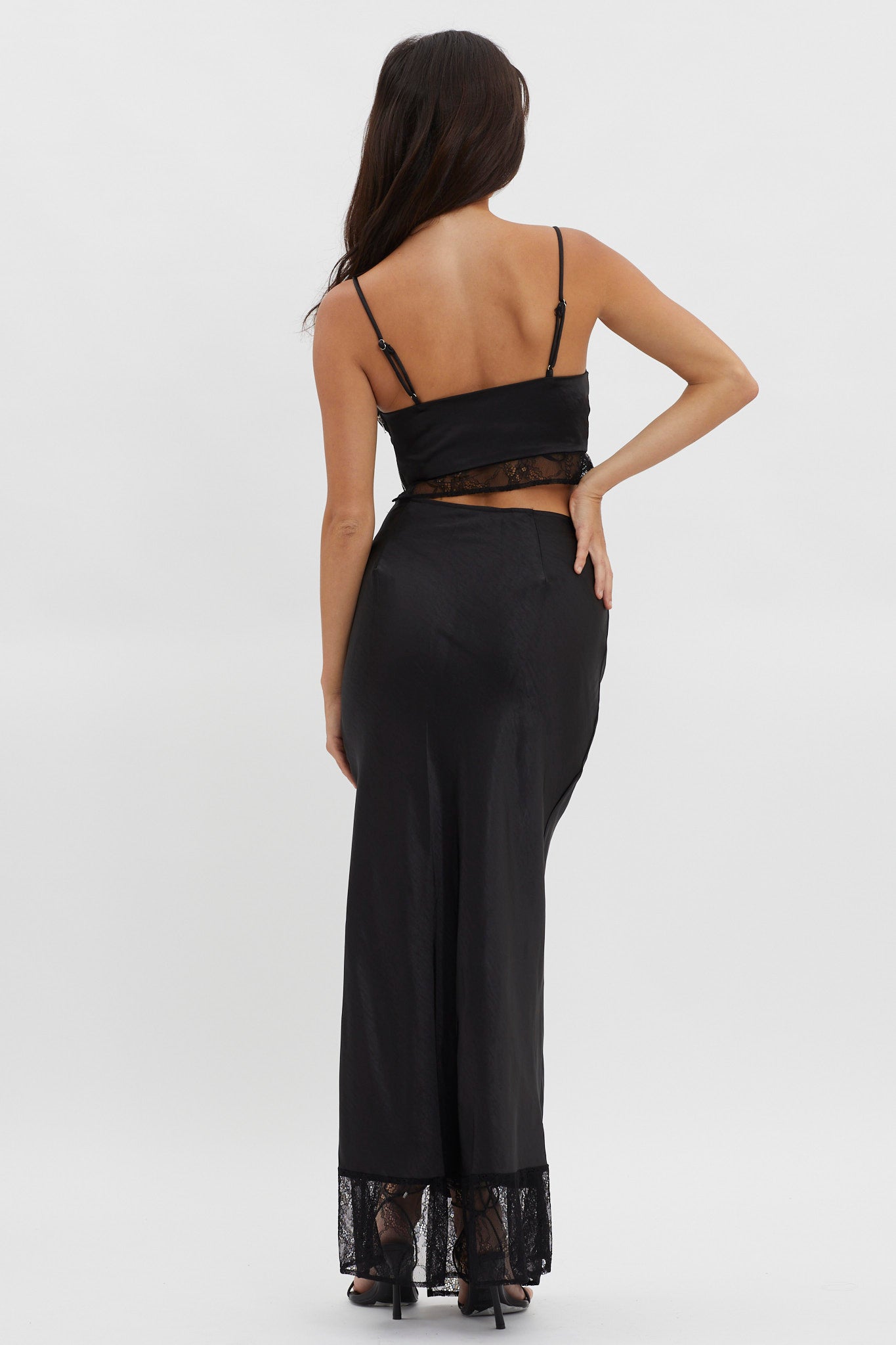 For The Moment Lace Trim Maxi Skirt Black by Selfie Leslie Australia