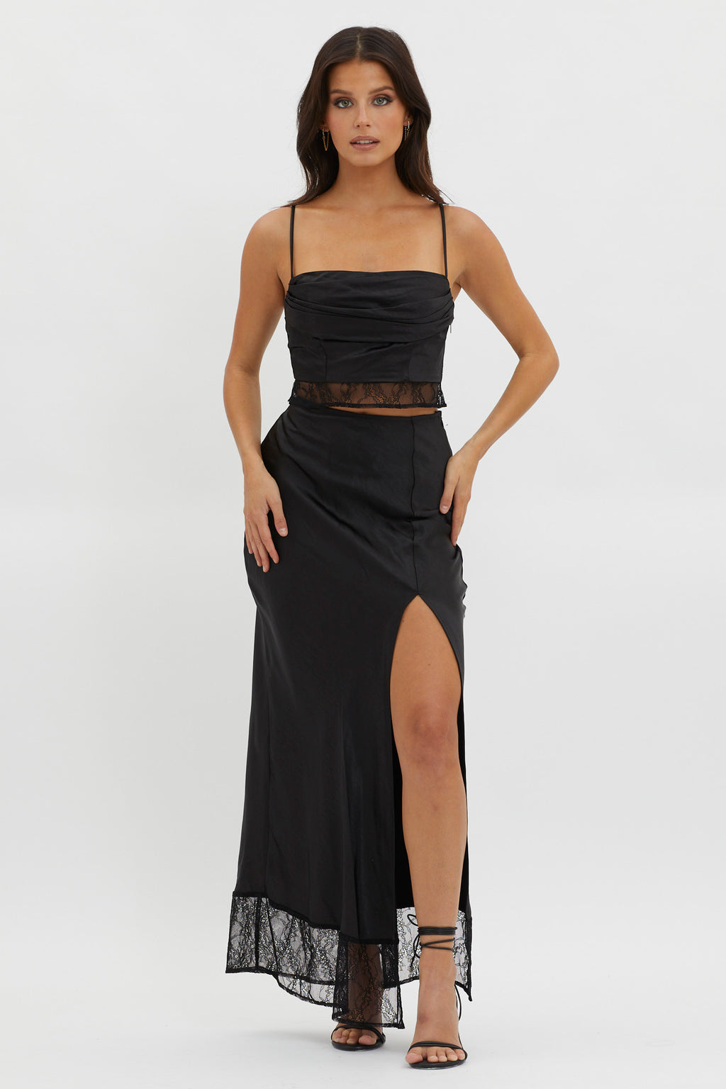 For The Moment Lace Trim Top Black by Selfie Leslie Australia
