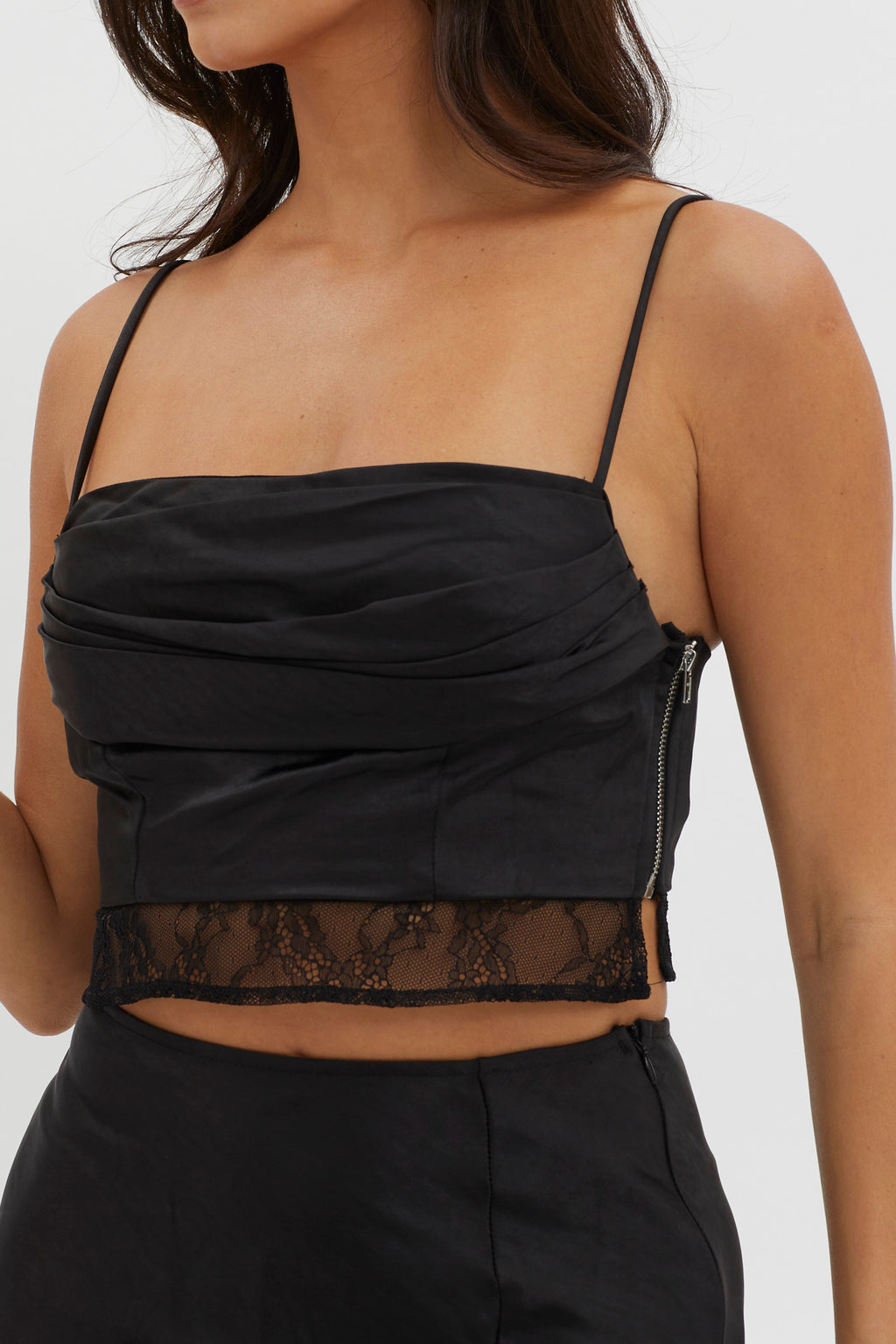 For The Moment Lace Trim Top Black by Selfie Leslie Australia